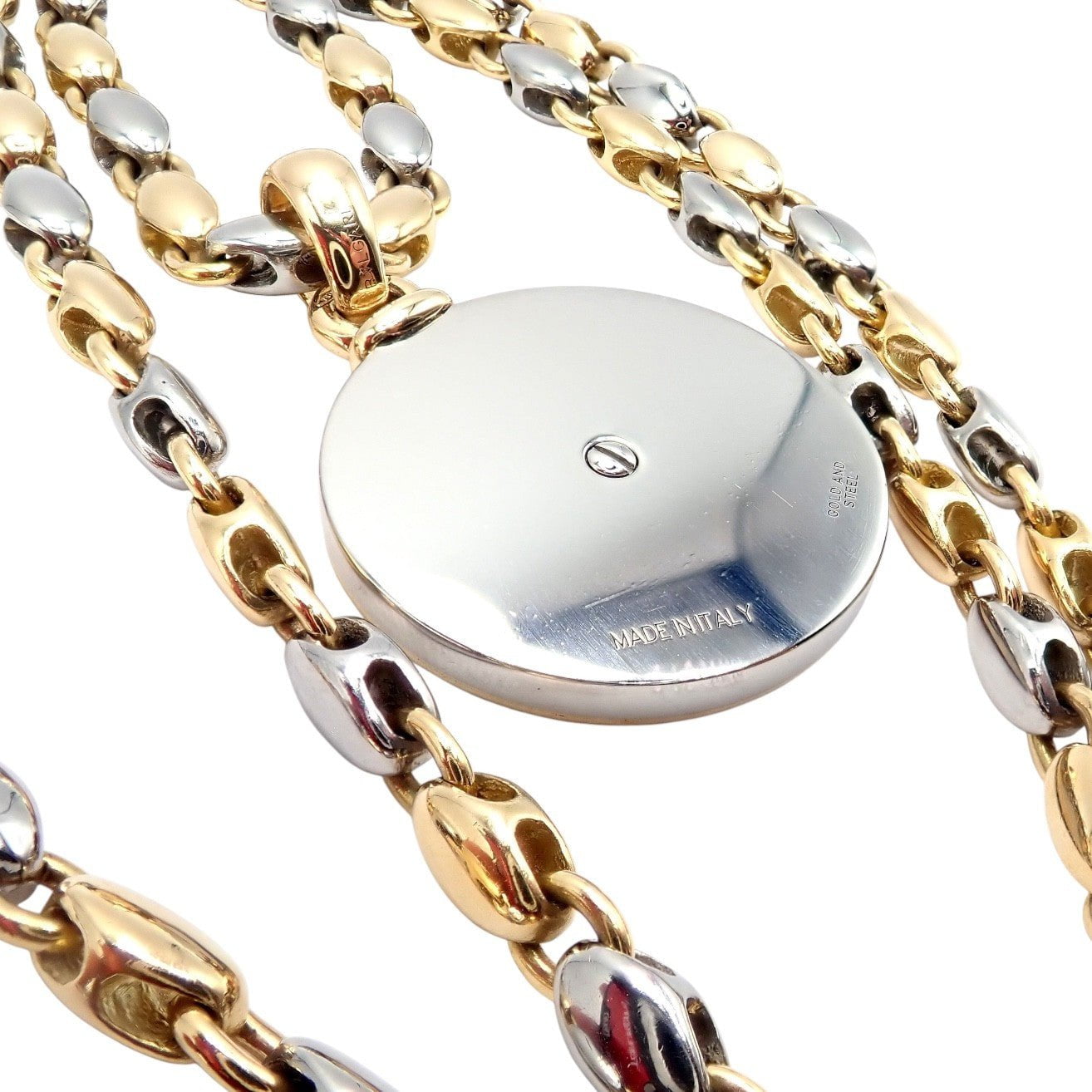 Authentic! Bulgari Bvlgari 18k Yellow Gold Steel Diamond Zodiac Pendant Necklace | Fortrove