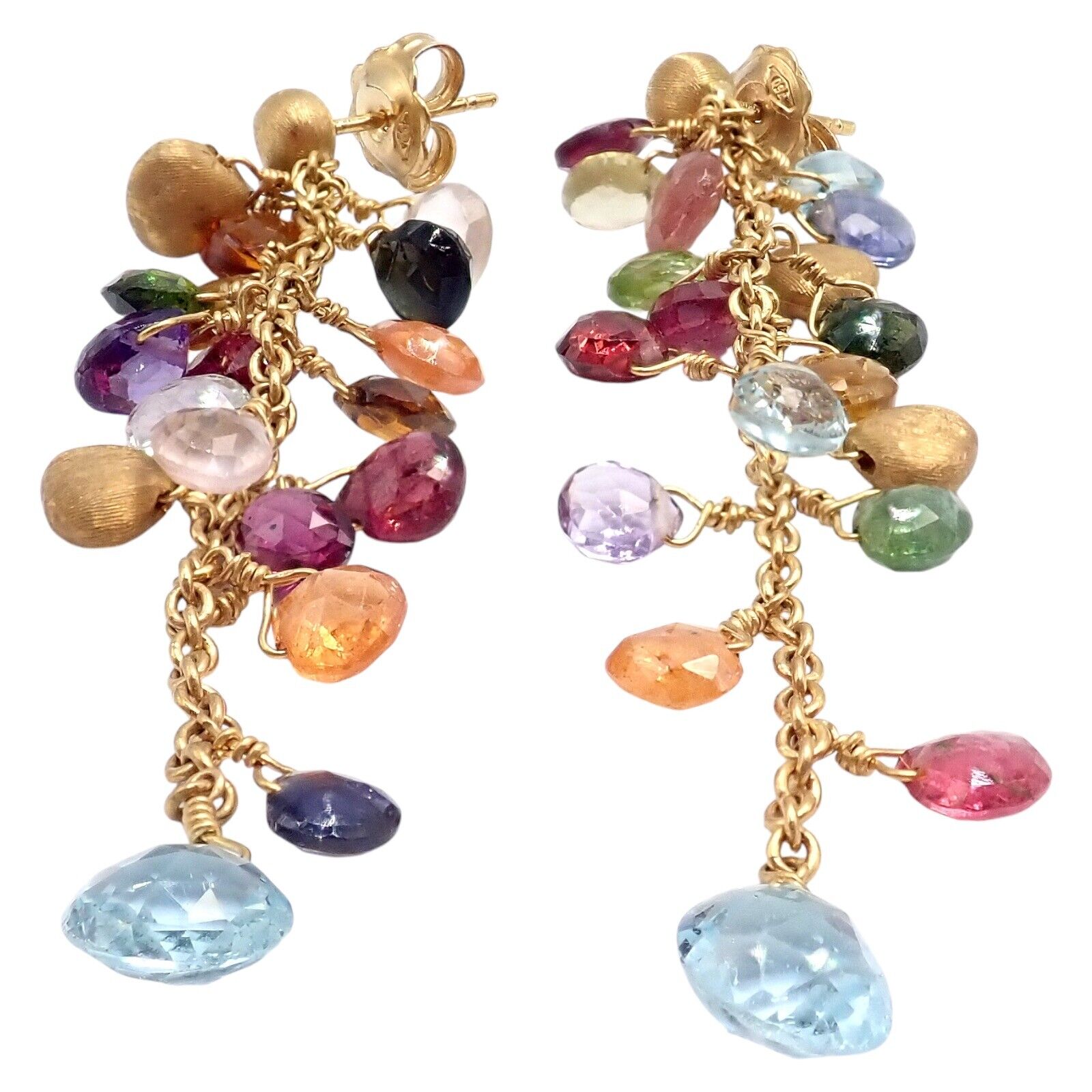 Marco Bicego Jewelry & Watches:Fine Jewelry:Earrings Authentic! Marco Bicego 18k Yellow Gold Paradise Multicolor Gems Earrings