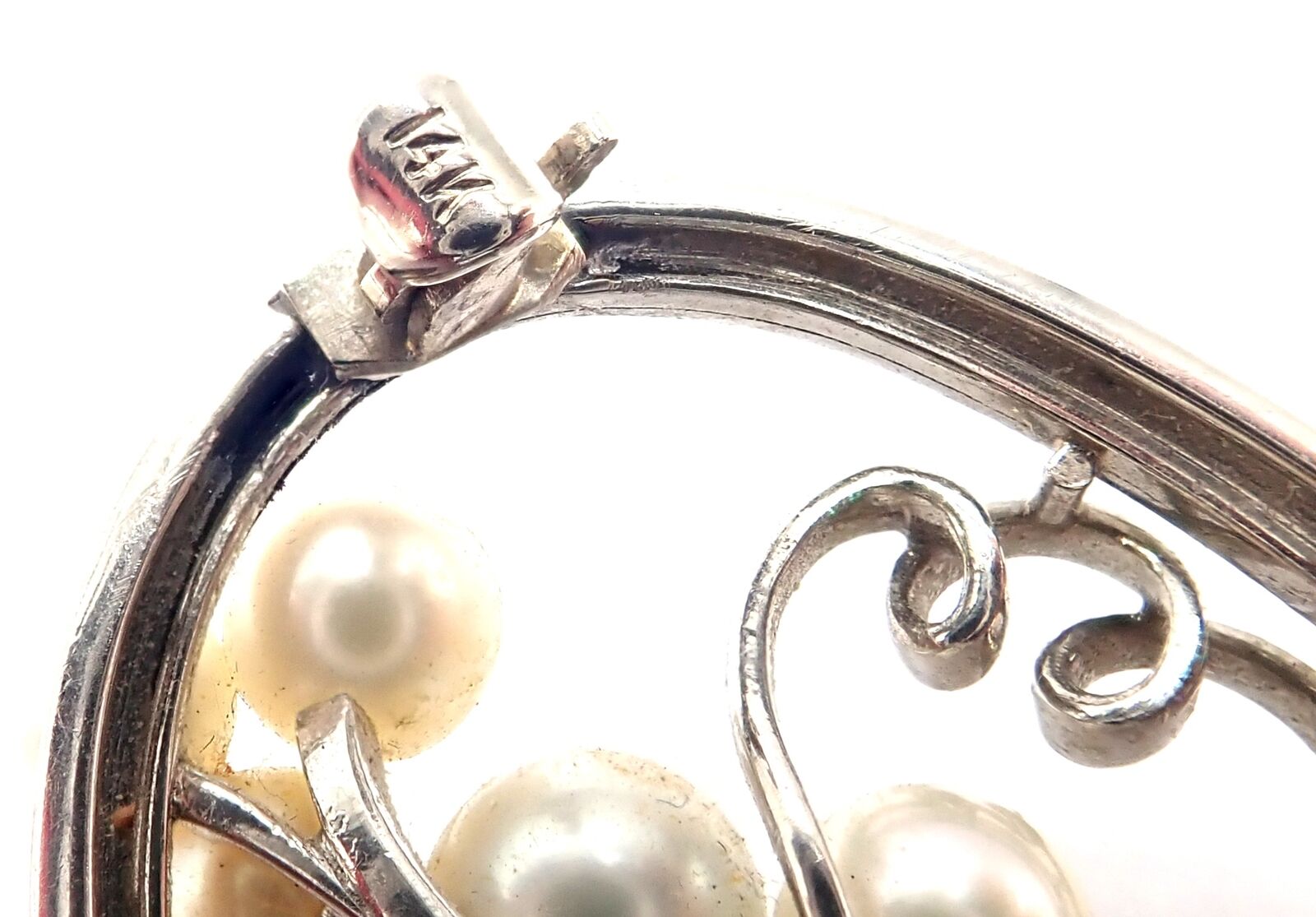 Mikimoto Jewelry & Watches:Fine Jewelry:Brooches & Pins Vintage! Authentic Mikimoto 14k White Gold Diamond Pearl Brooch Pin