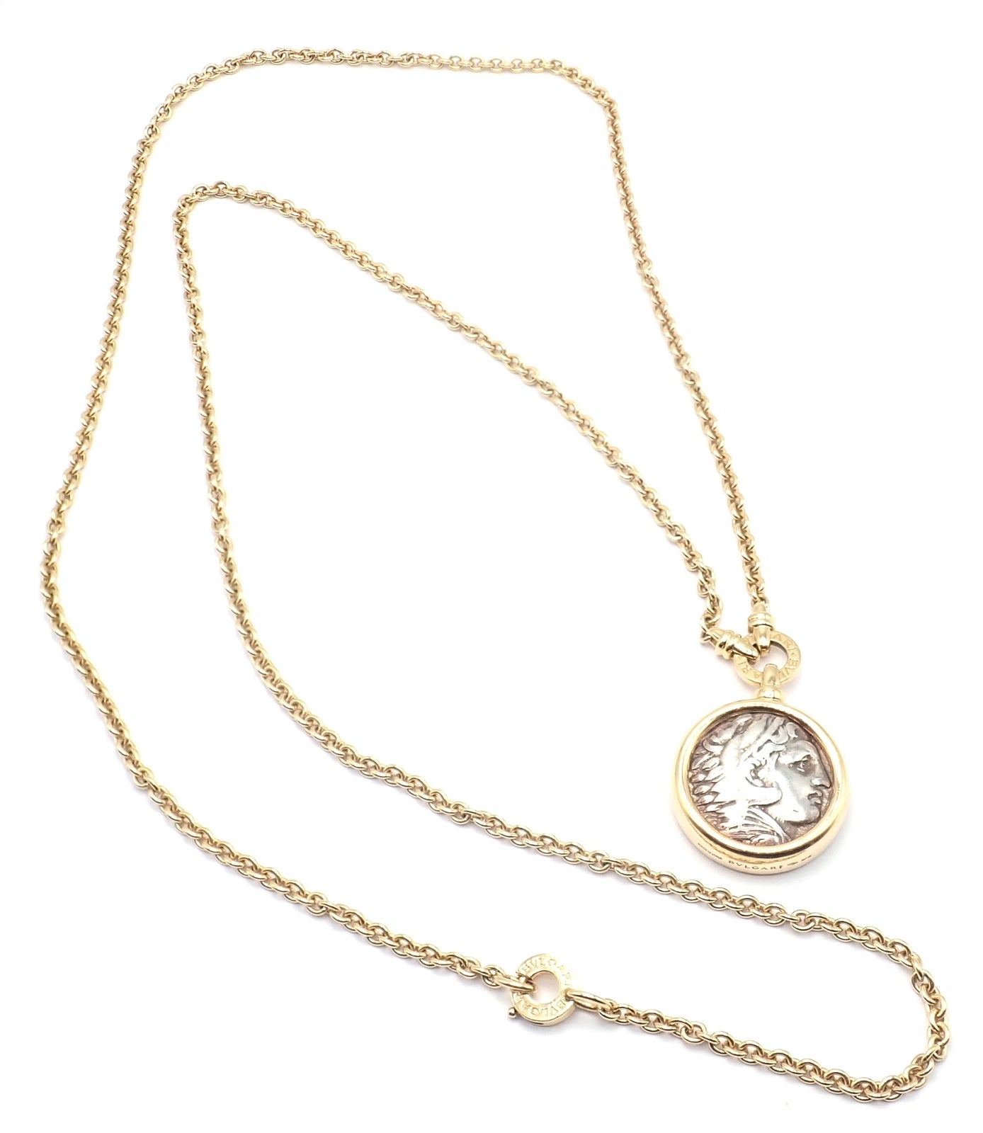 Bvlgari Jewelry & Watches:Fine Jewelry:Necklaces & Pendants Rare! Bvlgari Bulgari 18k Yellow Gold Antique Coin Monete 38" Long Link Necklace