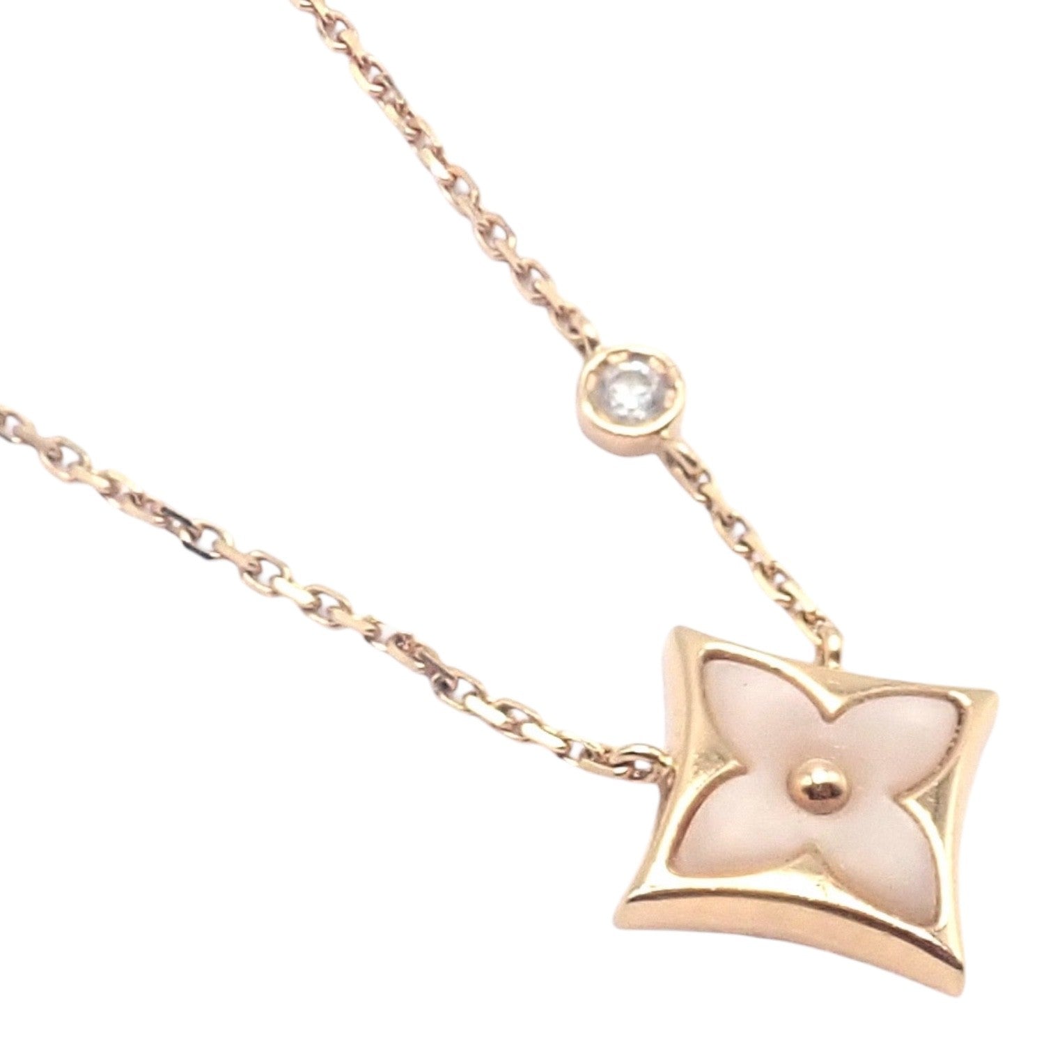 Authentic! Louis Vuitton 18k Rose Gold Diamond Mother Of Pearl Blossom Necklace | Fortrove