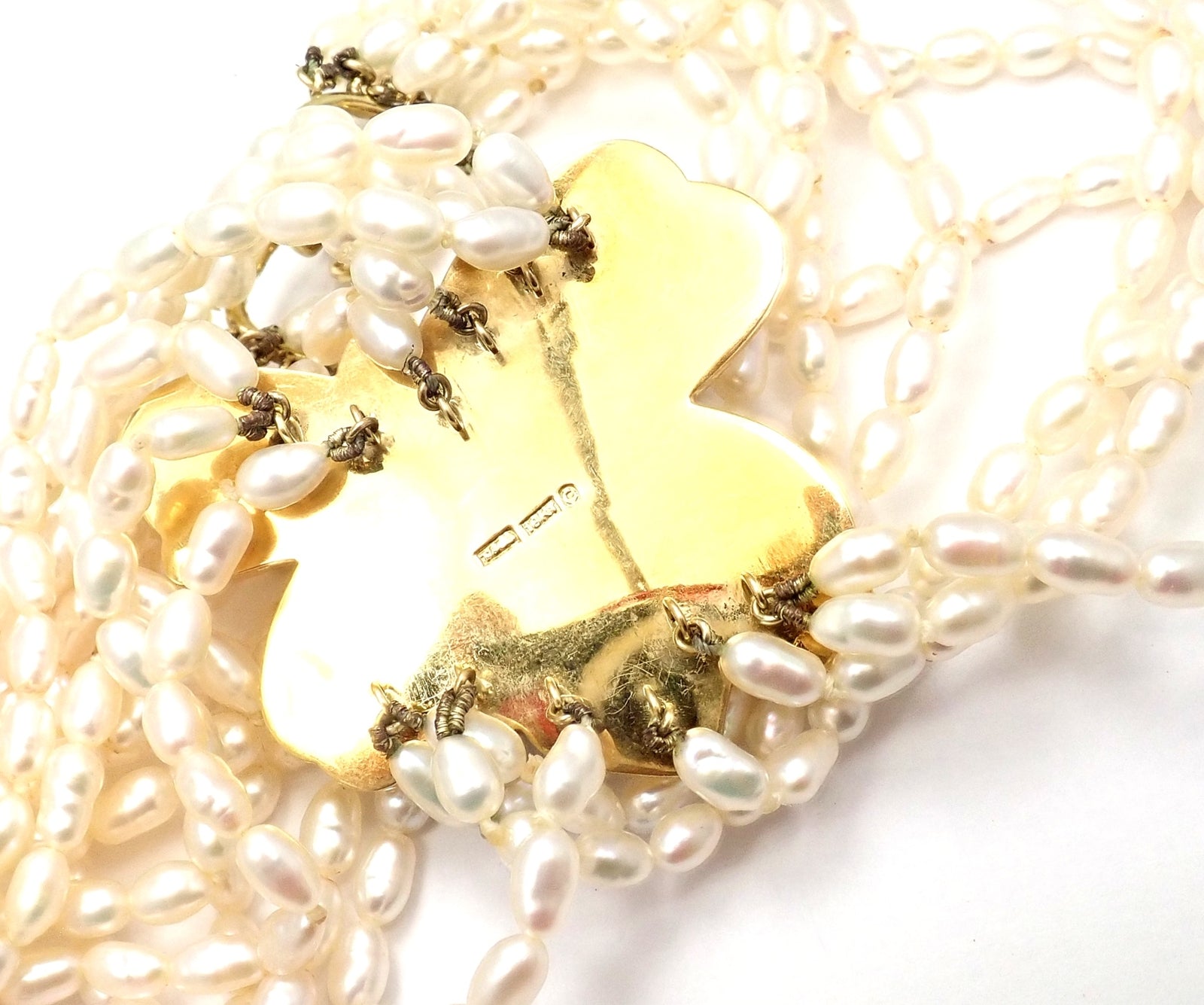 Authentic! Tiffany & Co 18k Yellow Gold Inlaid Mother Of Pearl Flower Necklace | Fortrove