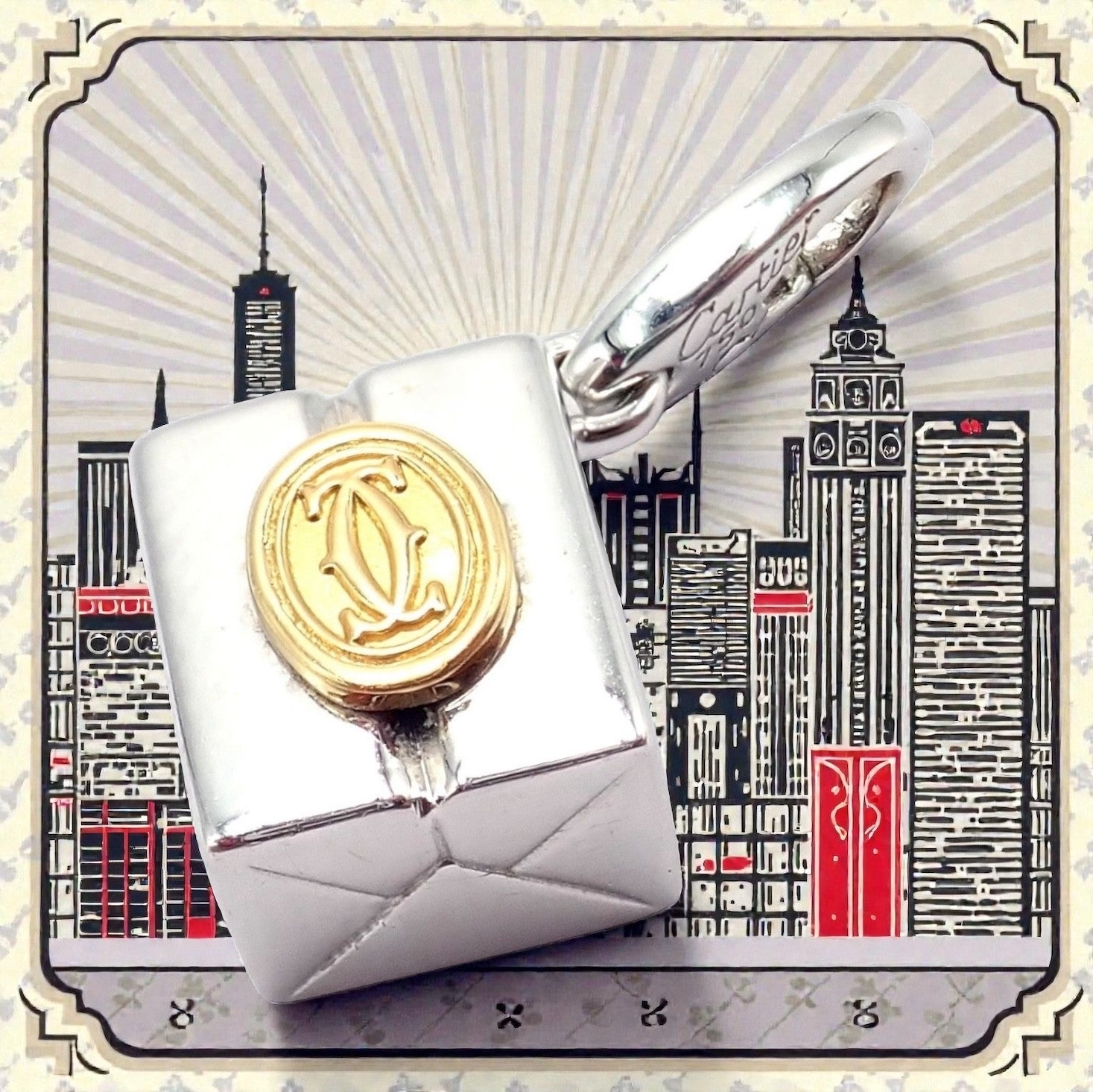 Authentic! Vintage Cartier 18k Yellow White Gold Gift Box Double C