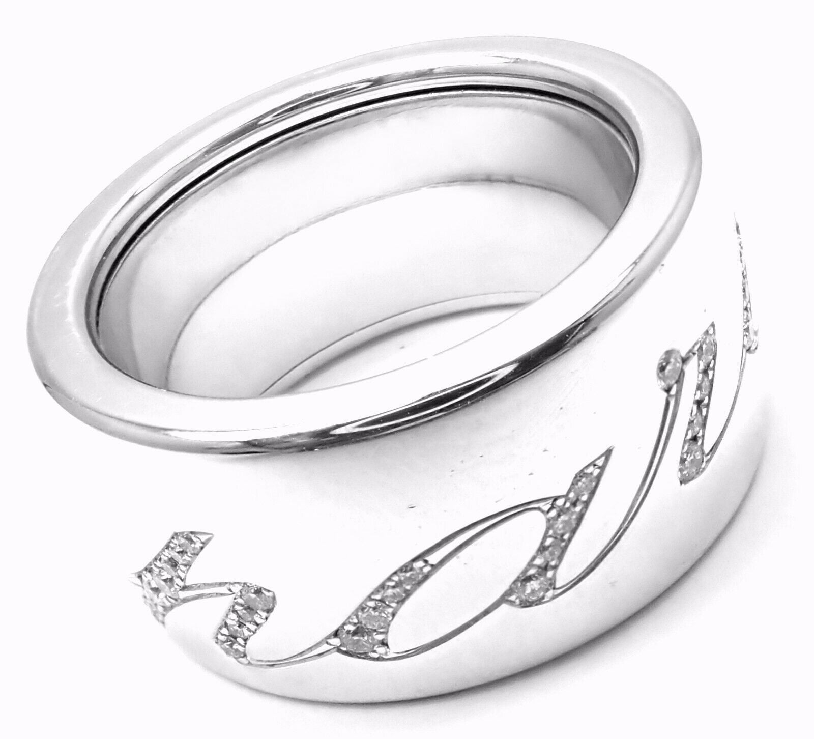 Chopard Chopardissimo 18k White Gold Diamond Signature Band Ring Size 6 Cert | Fortrove