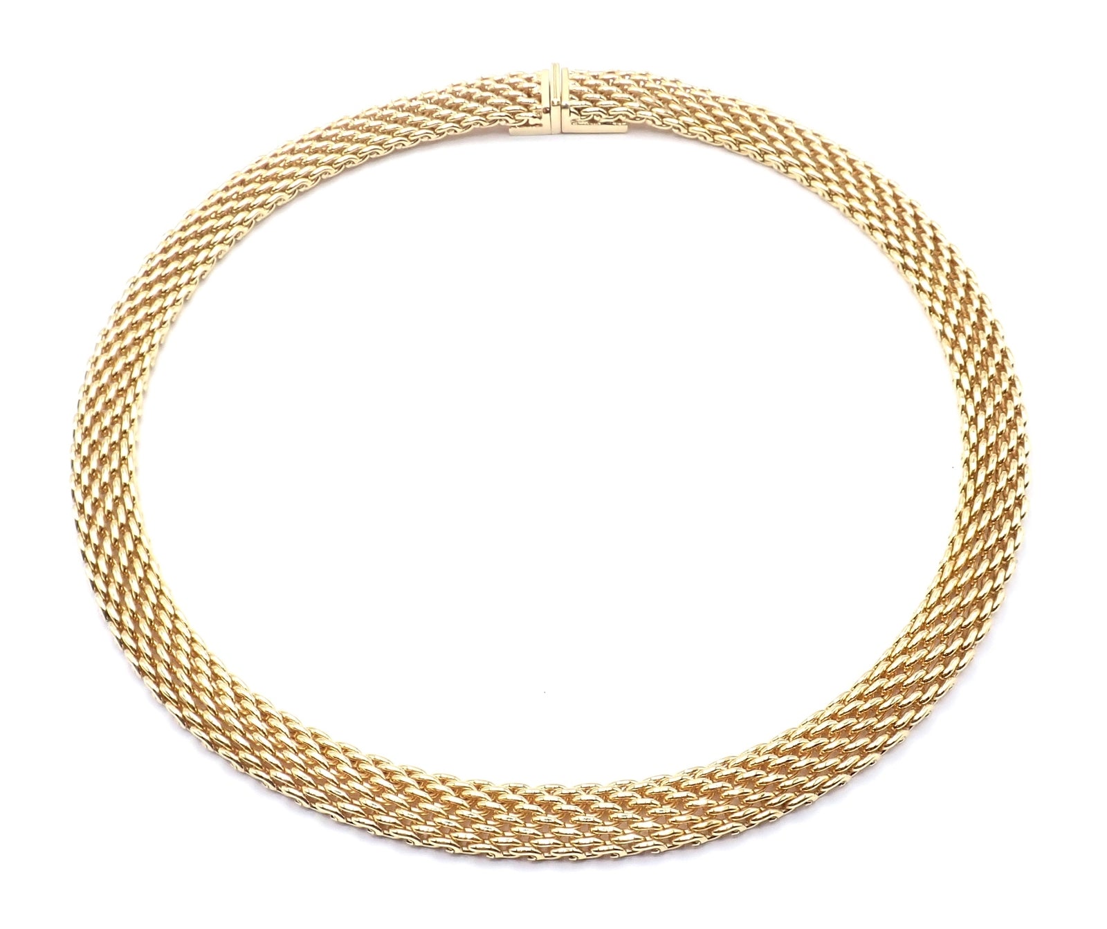 Authentic! Tiffany & Co 18k Yellow Gold Somerset Mesh 89.3 Grams Heavy Necklace | Fortrove