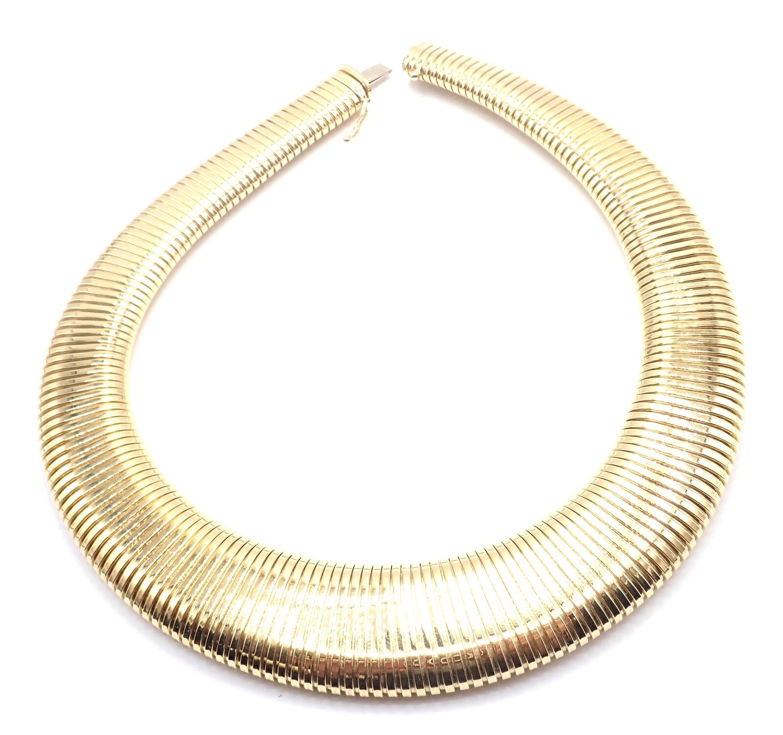 Authentic! Vintage Cartier Tubogas 18k Yellow Gold Wide Necklace | Fortrove