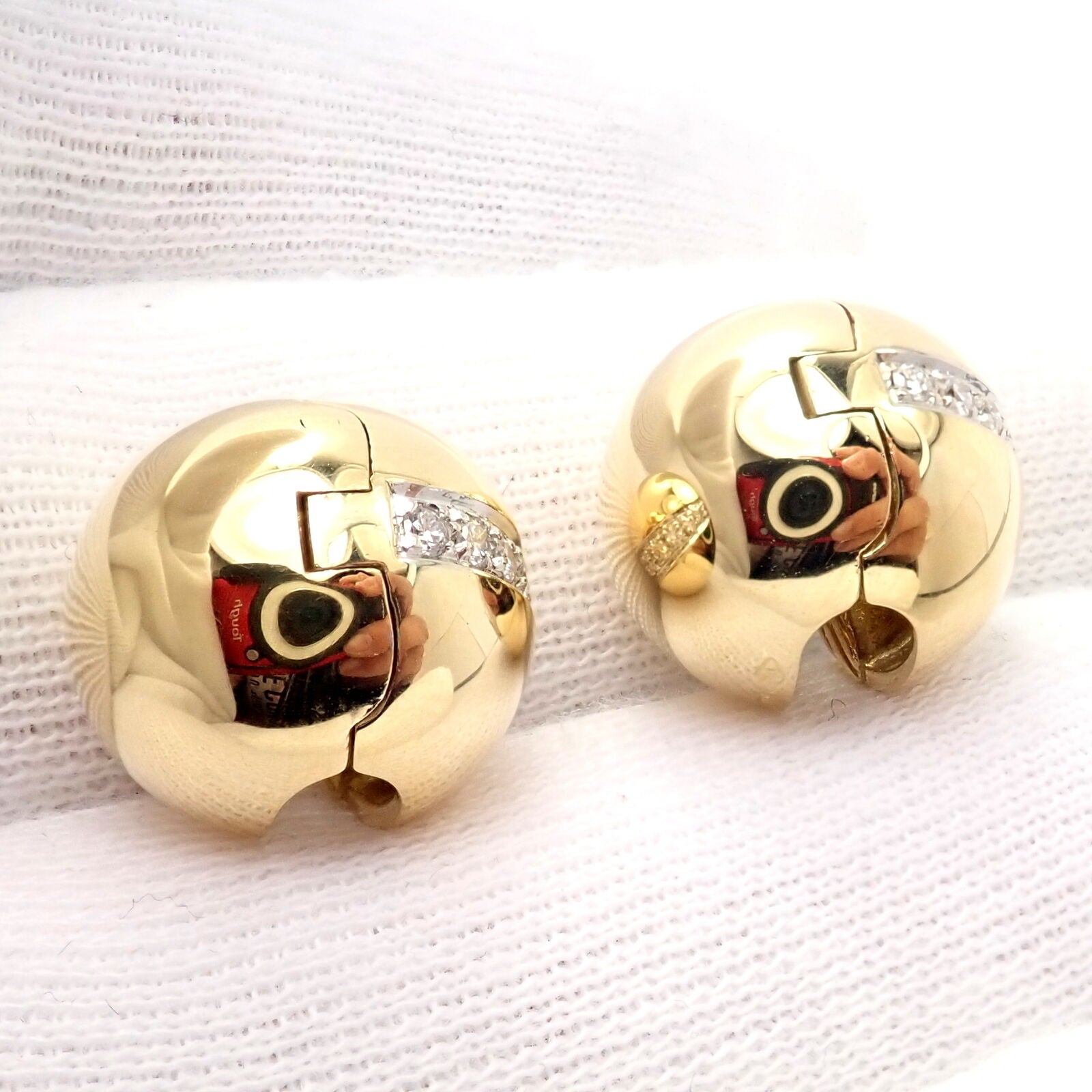 Pomellato Jewelry & Watches:Fine Jewelry:Earrings Rare! Authentic Pomellato 18k Yellow Gold Diamond Globe Hug Earrings