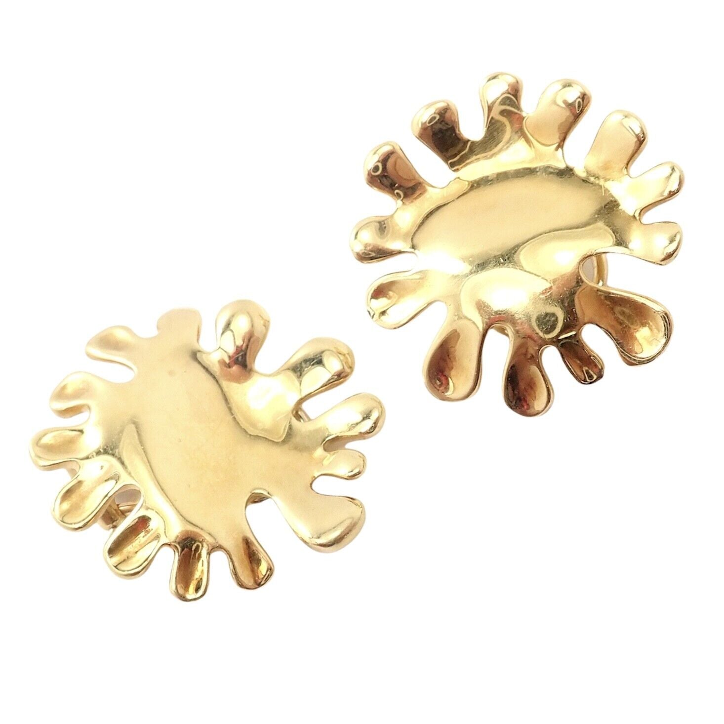 Authentic! Tiffany & Co Cummings 18k Yellow Gold Nickelodeon Abstract Earrings | Fortrove