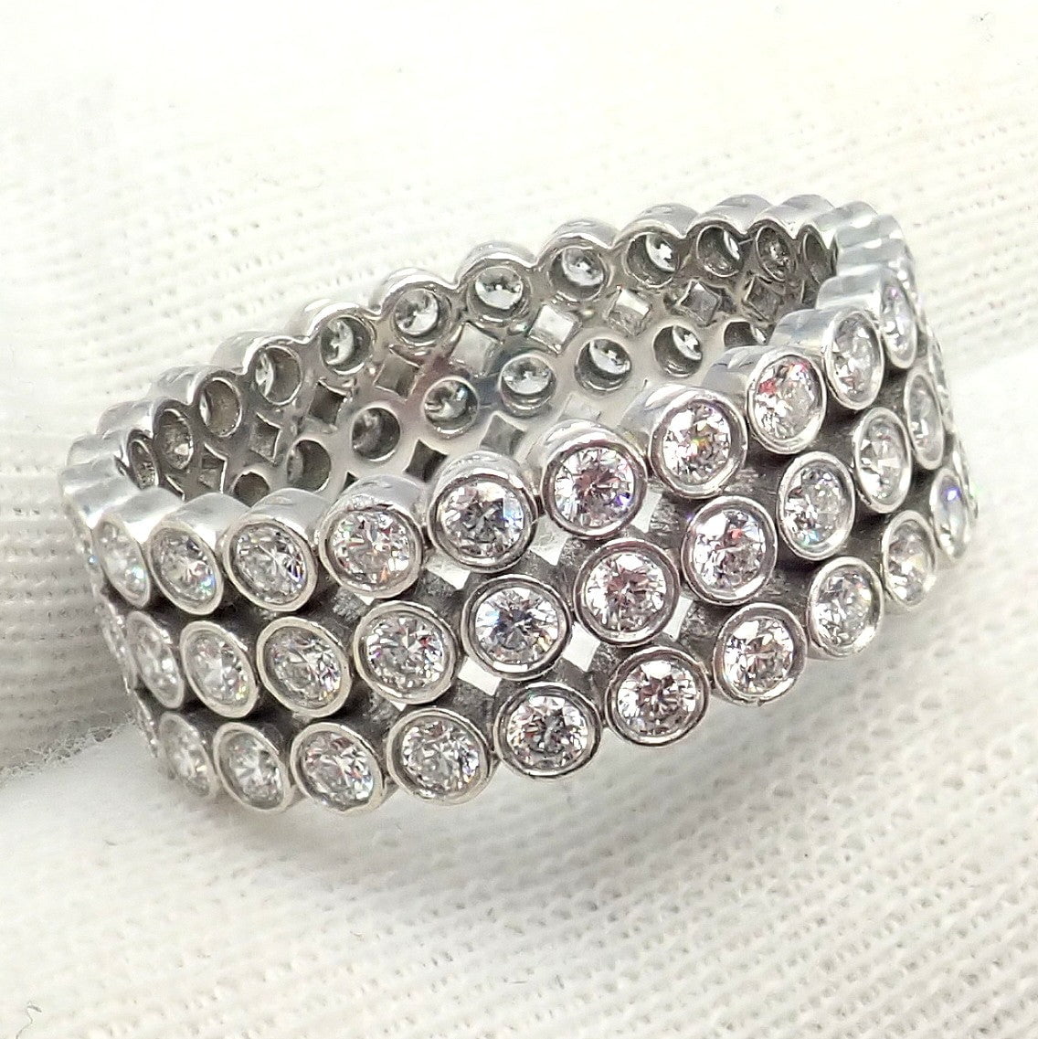 Tiffany & Co. Jewelry & Watches:Fine Jewelry:Rings Authentic! Tiffany & Co Platinum Diamond Three Row Jazz Band Ring Size 6