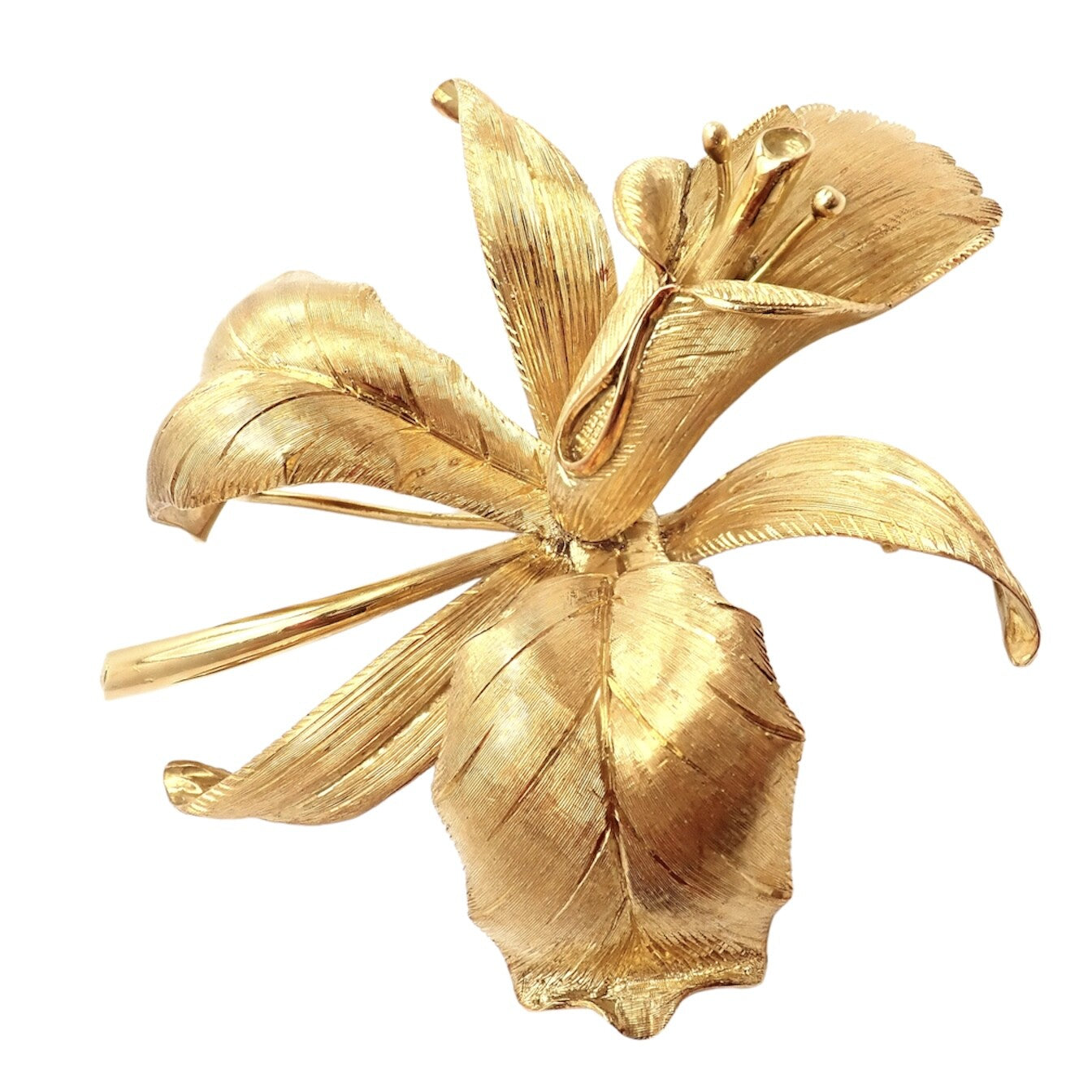 Vintage Tiffany & Co 18k Yellow Gold Large Orchid Calla Lily Pin Brooch 1950s | Fortrove