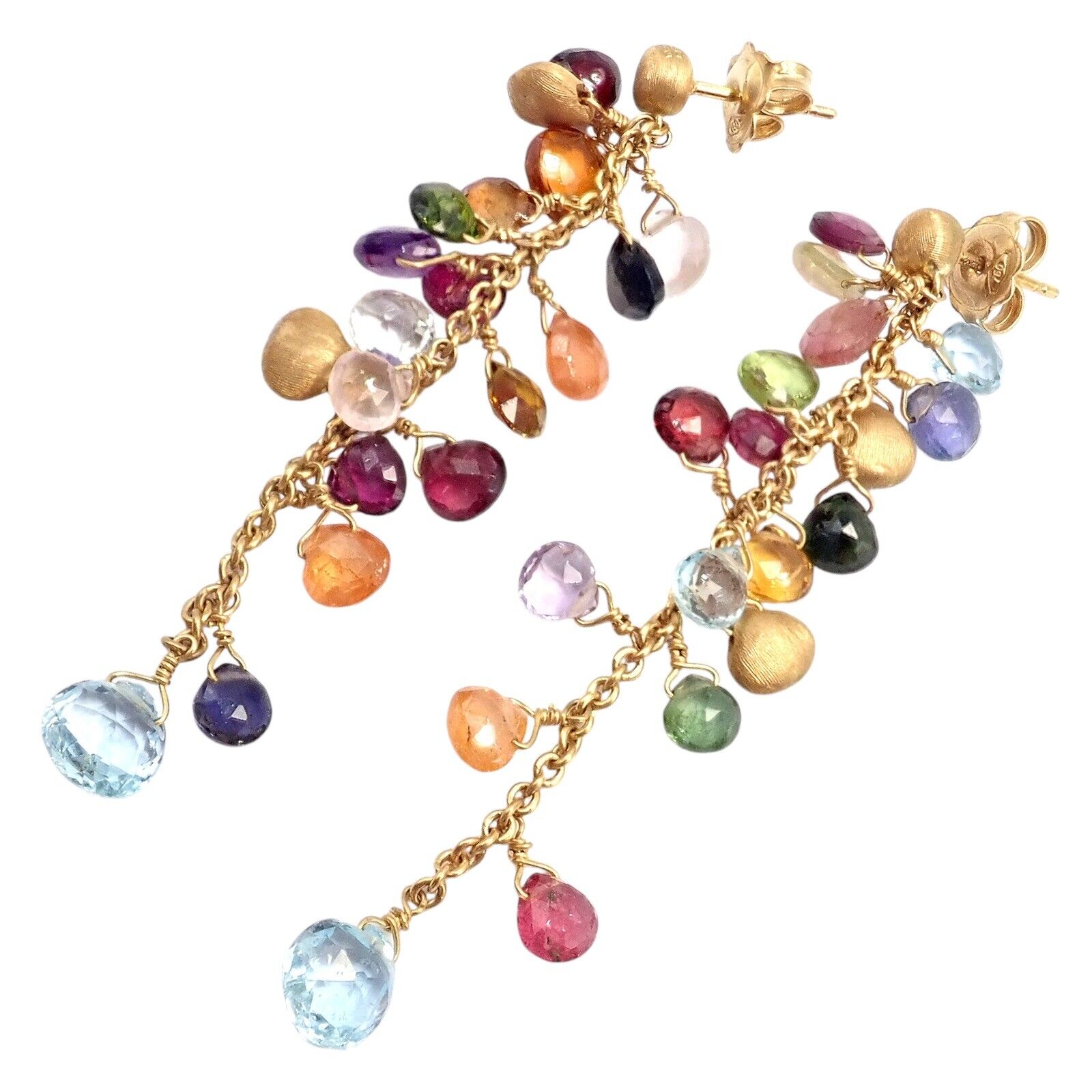 Marco Bicego Jewelry & Watches:Fine Jewelry:Earrings Authentic! Marco Bicego 18k Yellow Gold Paradise Multicolor Gems Earrings