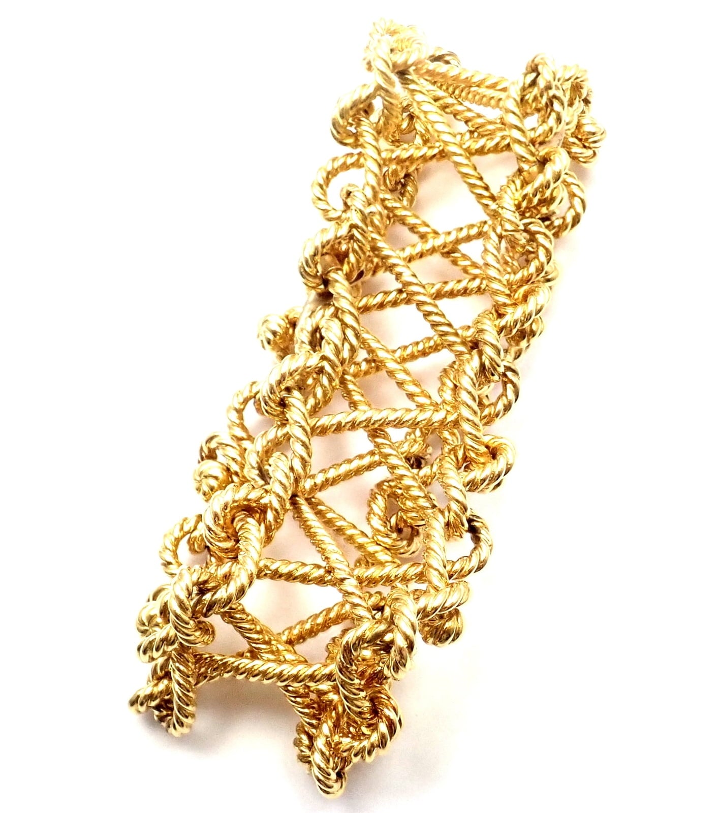 Verdura Jewelry & Watches:Fine Jewelry:Bracelets & Charms Rare! Authentic Verdura 18k Yellow Gold Twisted Rope Openwork Wide Link Bracelet