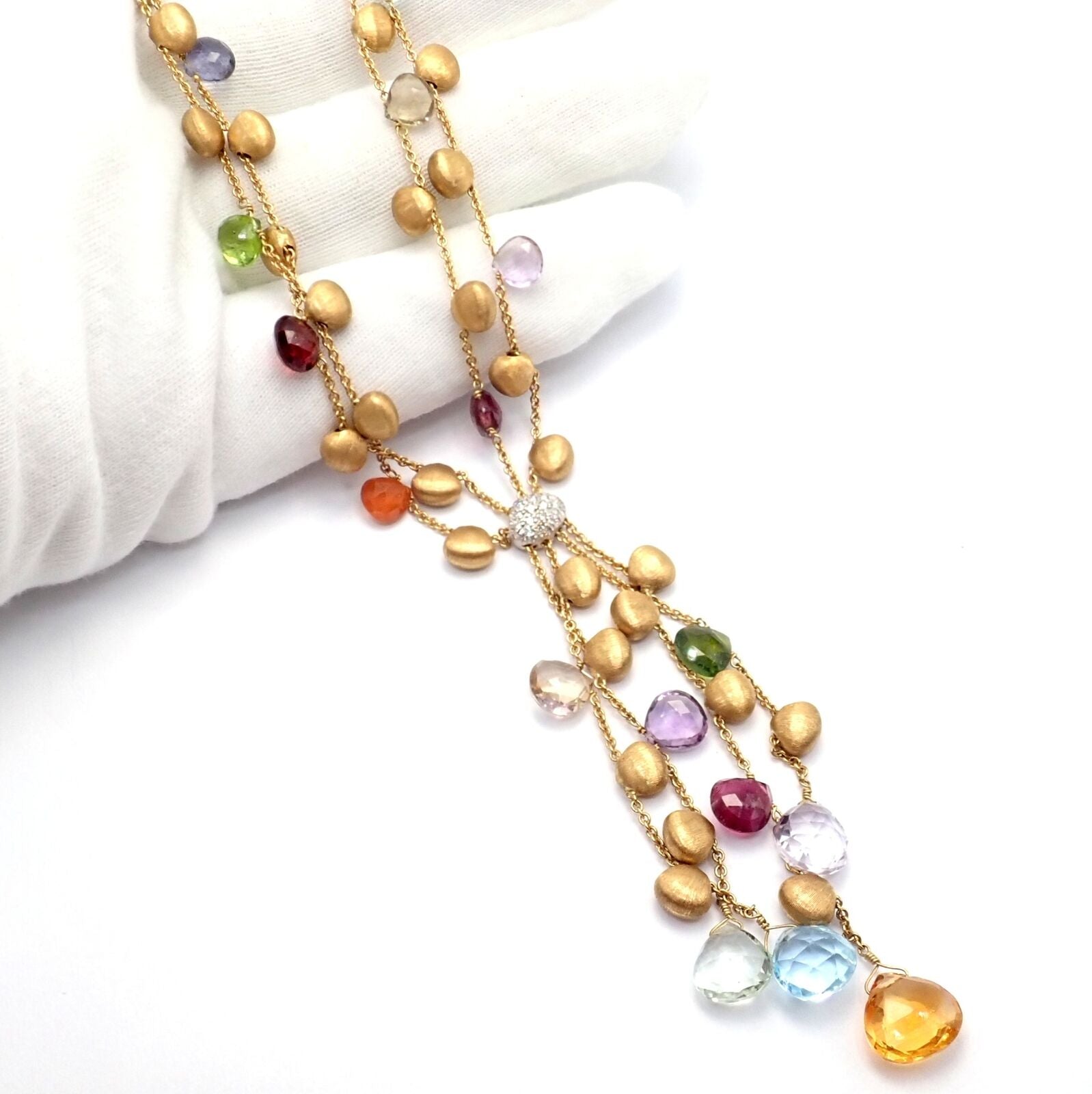 Marco Bicego Jewelry & Watches:Fine Jewelry:Necklaces & Pendants Authentic! Marco Bicego 18k Yellow Gold Paradise Gemstone Diamond Necklace