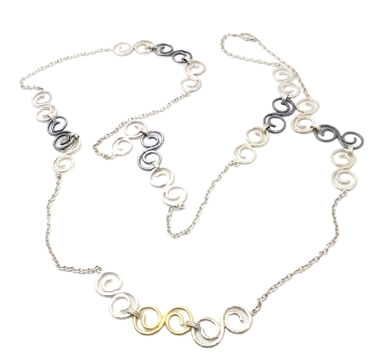 Authentic Gurhan 24k Yellow Gold Sterling Silver Long Curl Necklace 46" | Fortrove