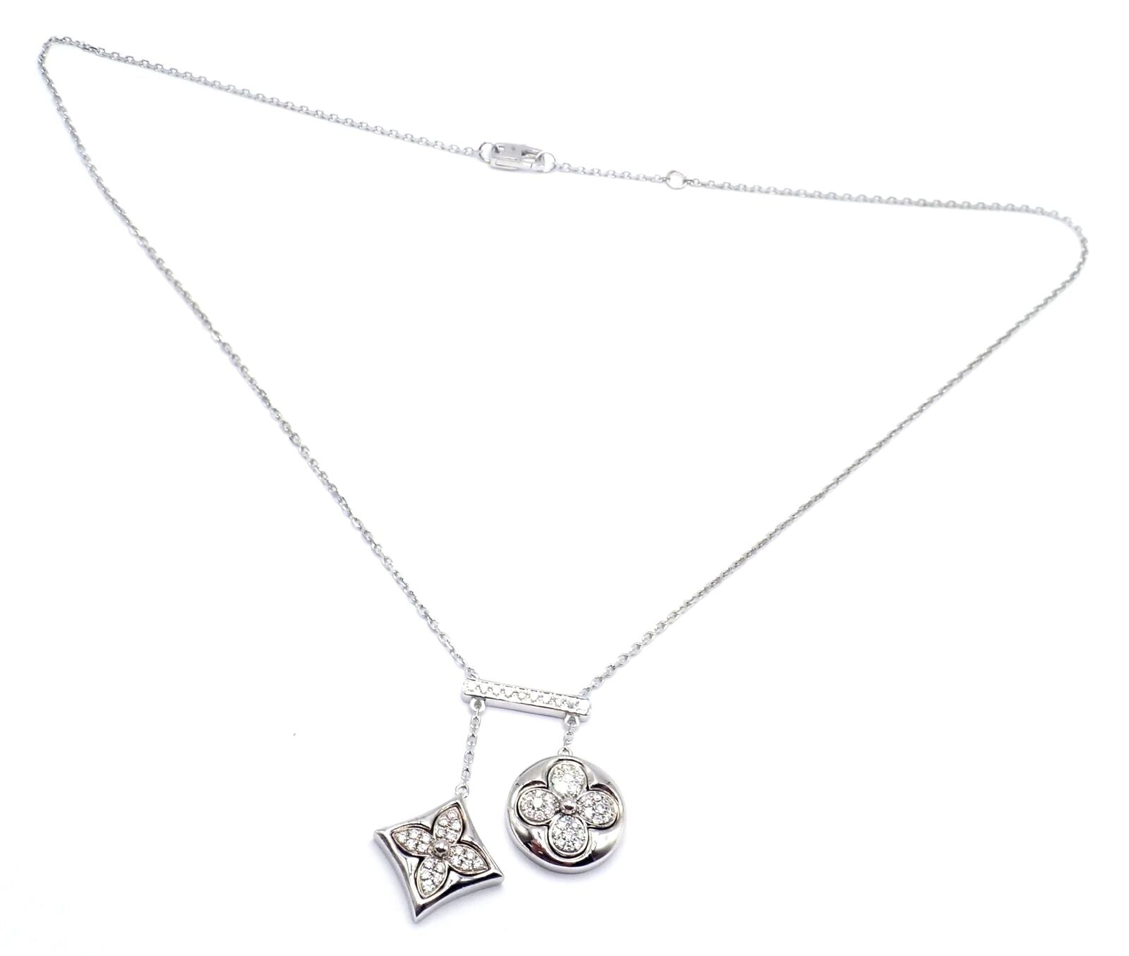 Louis Vuitton Jewelry & Watches:Fine Jewelry:Necklaces & Pendants Authentic! Louis Vuitton Blossom 18k White Gold Diamond Link Pendant Necklace