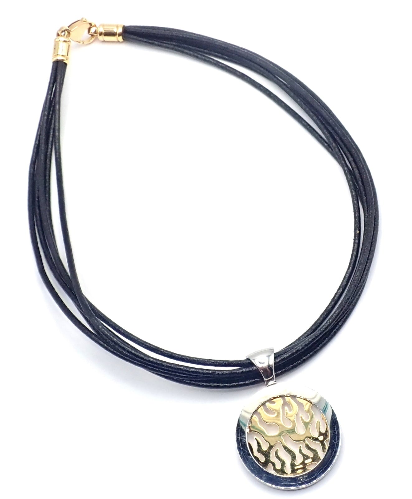Bulgari Jewelry & Watches:Fine Jewelry:Necklaces & Pendants Authentic! Bulgari Tondo Fire 18k Yellow Gold & Stainless Steel Pendant Necklace