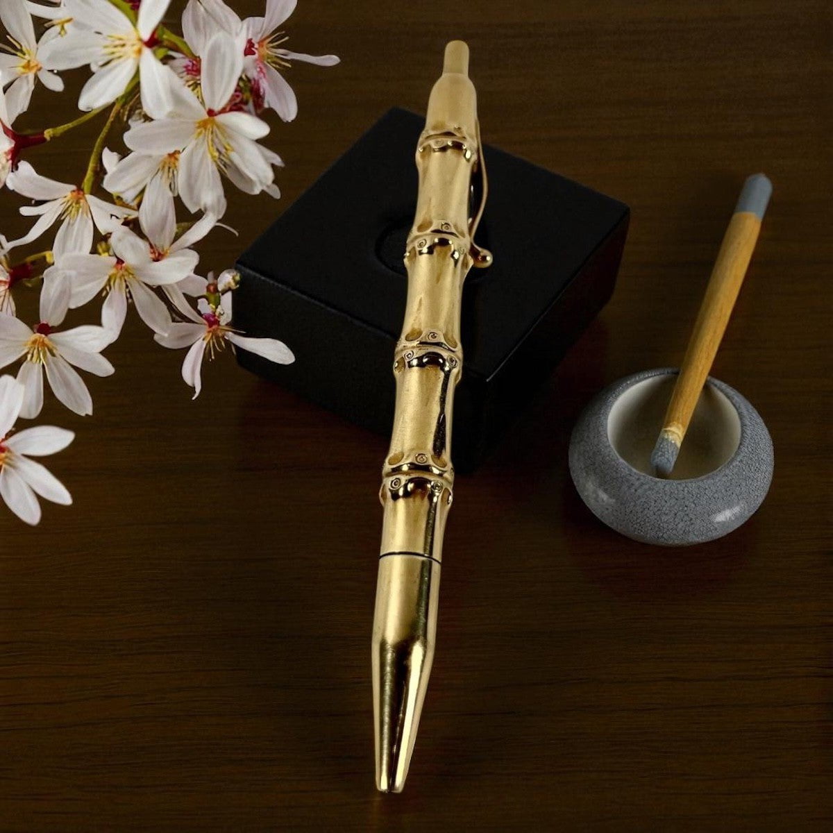 Vintage 1940's Louis Tamis Bamboo Pen 14K Solid Yellow Gold | Fortrove