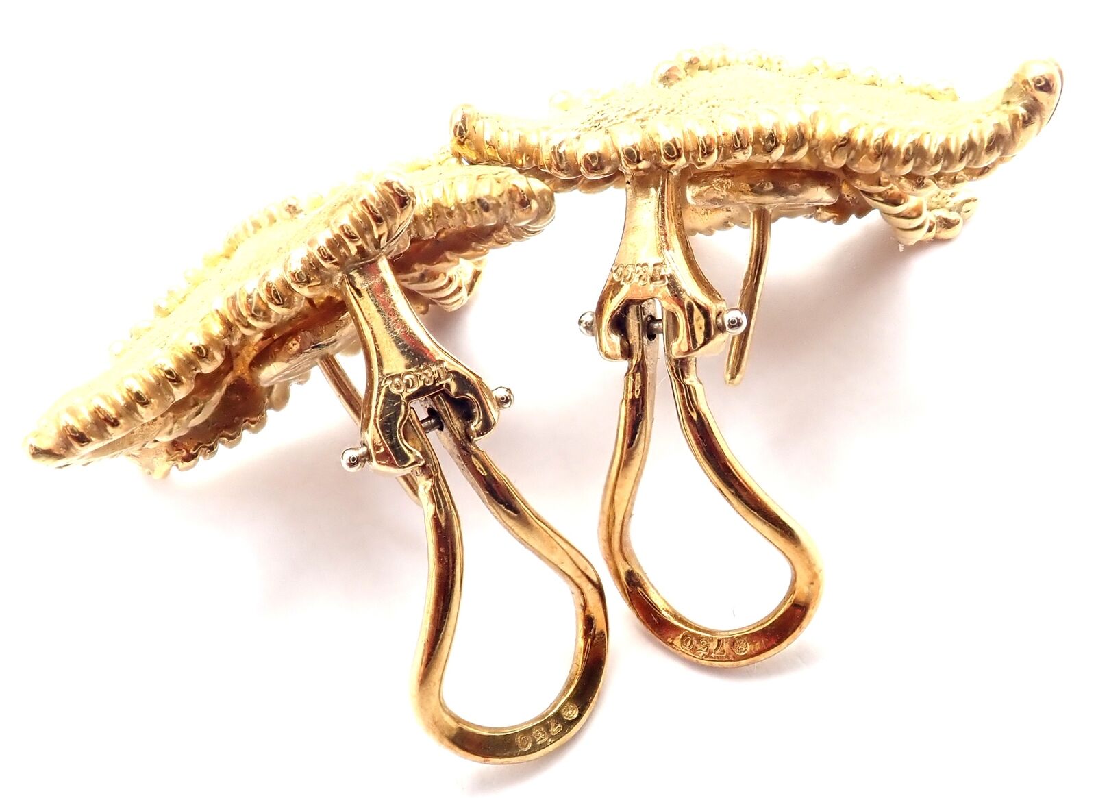 Authentic! Vintage Tiffany & Co Starfish 18k Yellow Gold Large Earrings | Fortrove