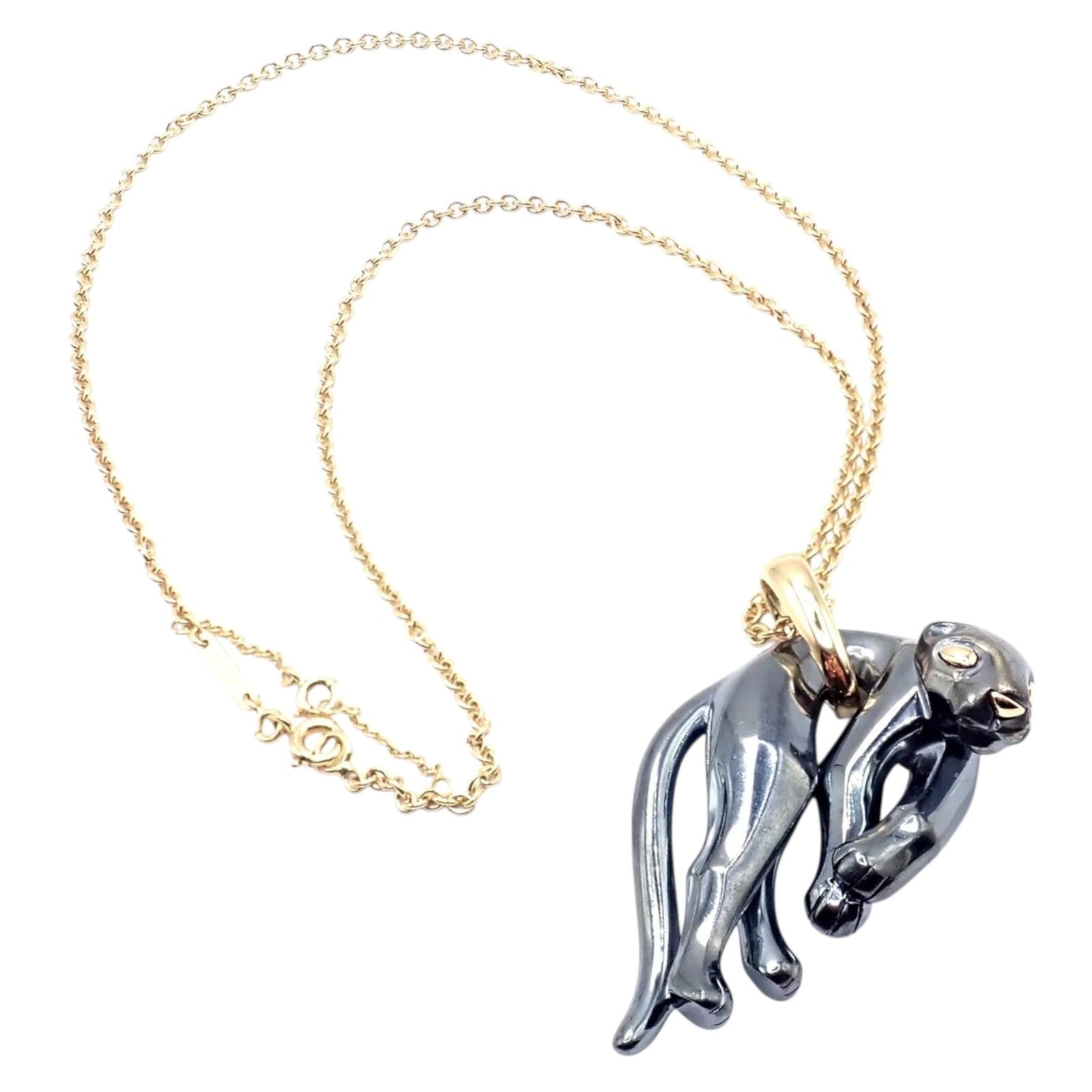 Cartier Jewelry & Watches:Fine Jewelry:Necklaces & Pendants Authentic Panthere de Cartier Panther 18k Yellow Gold & Silverium Necklace Paper