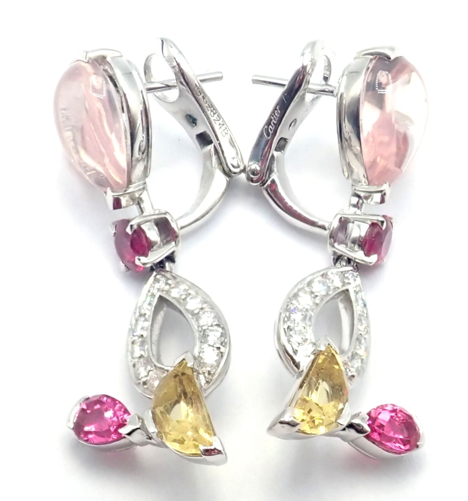 Cartier Jewelry & Watches:Fine Jewelry:Earrings Authentic! Cartier Meli Melo 18k White Gold Diamond Sapphire Tourmaline Earrings