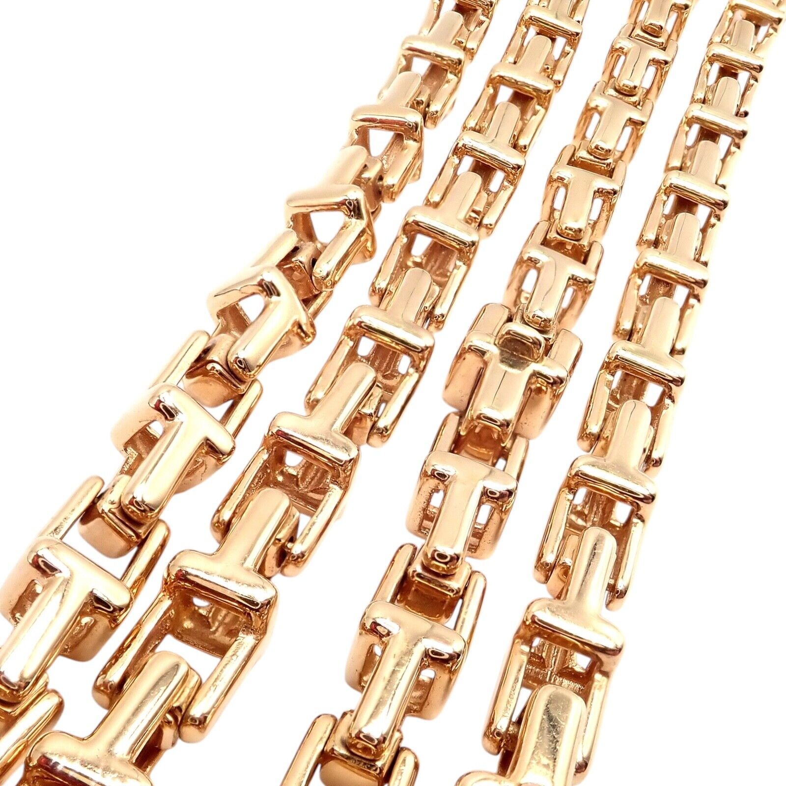 Authentic! Tiffany & Co 18k Rose Gold T Chain Link Long Necklace 20.5" | Fortrove