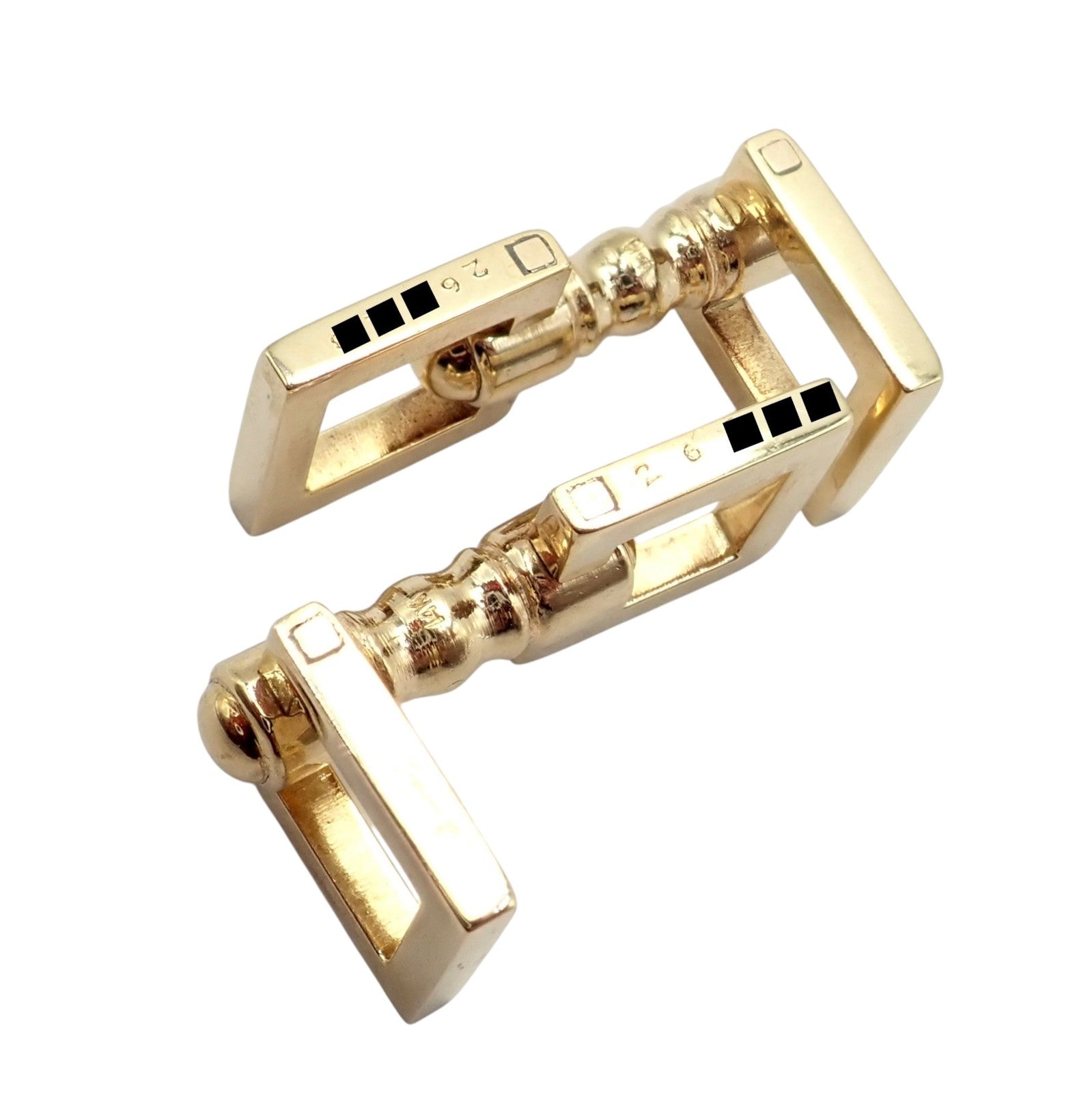 Rare! Vintage Cartier 14k Yellow Gold Square Spring Clasp Cufflinks 1960's | Fortrove