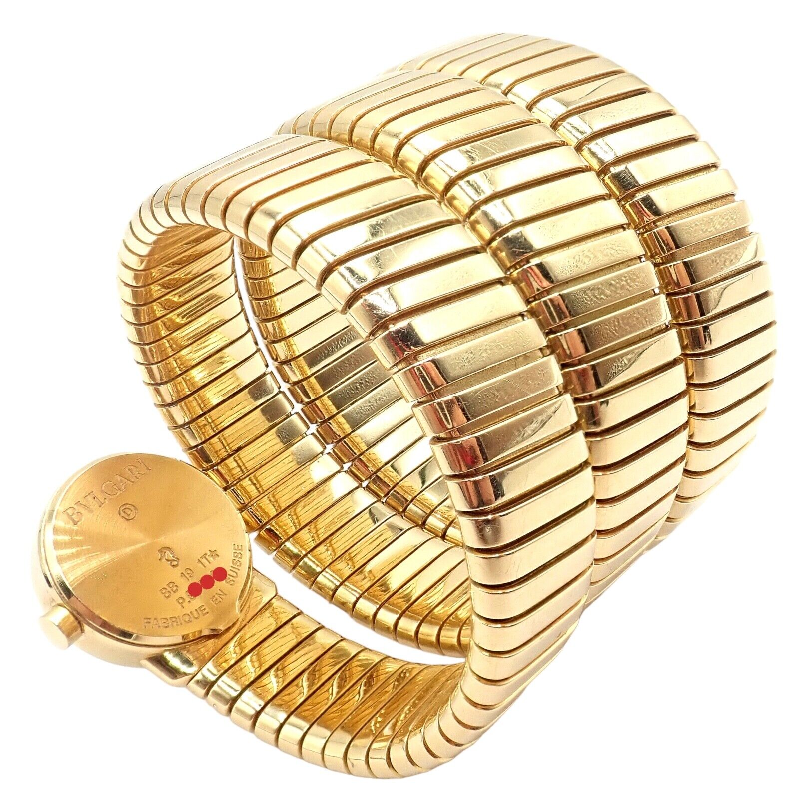 Bulgari Jewelry & Watches:Watches, Parts & Accessories:Watches:Wristwatches Authentic! Bulgari 18k Yellow Gold Tubogas Serpent Snake Bracelet Watch + Cert