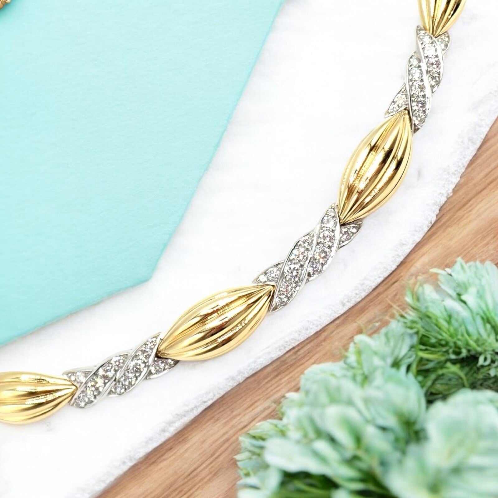 Authentic! Tiffany & Co 18k Yellow + White Gold 4ct Diamond Candy Necklace | Fortrove