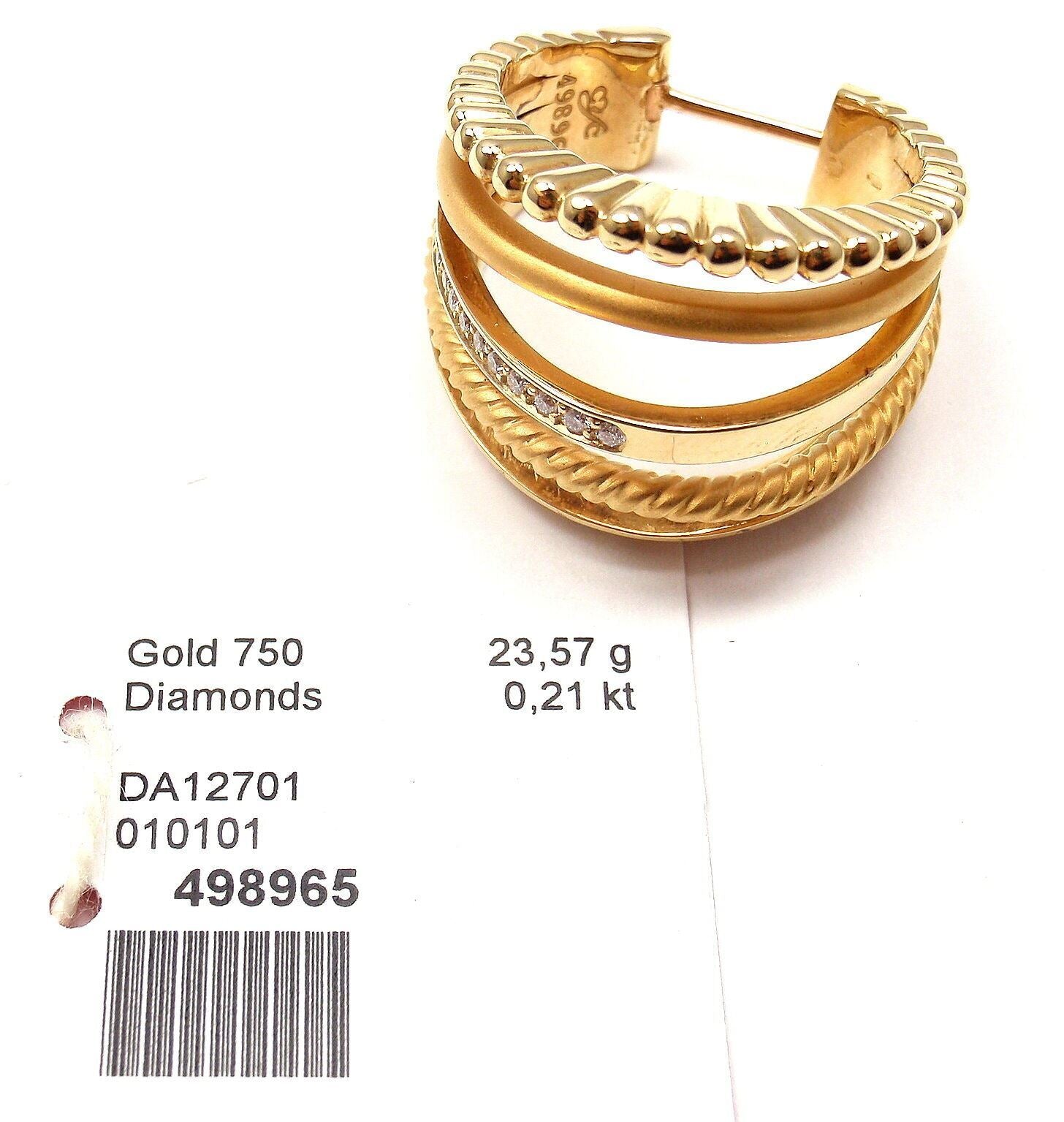 New! Authentic Carrera Y Carrera Melodia 18k Yellow Gold Diamond Hoop Earrings | Fortrove