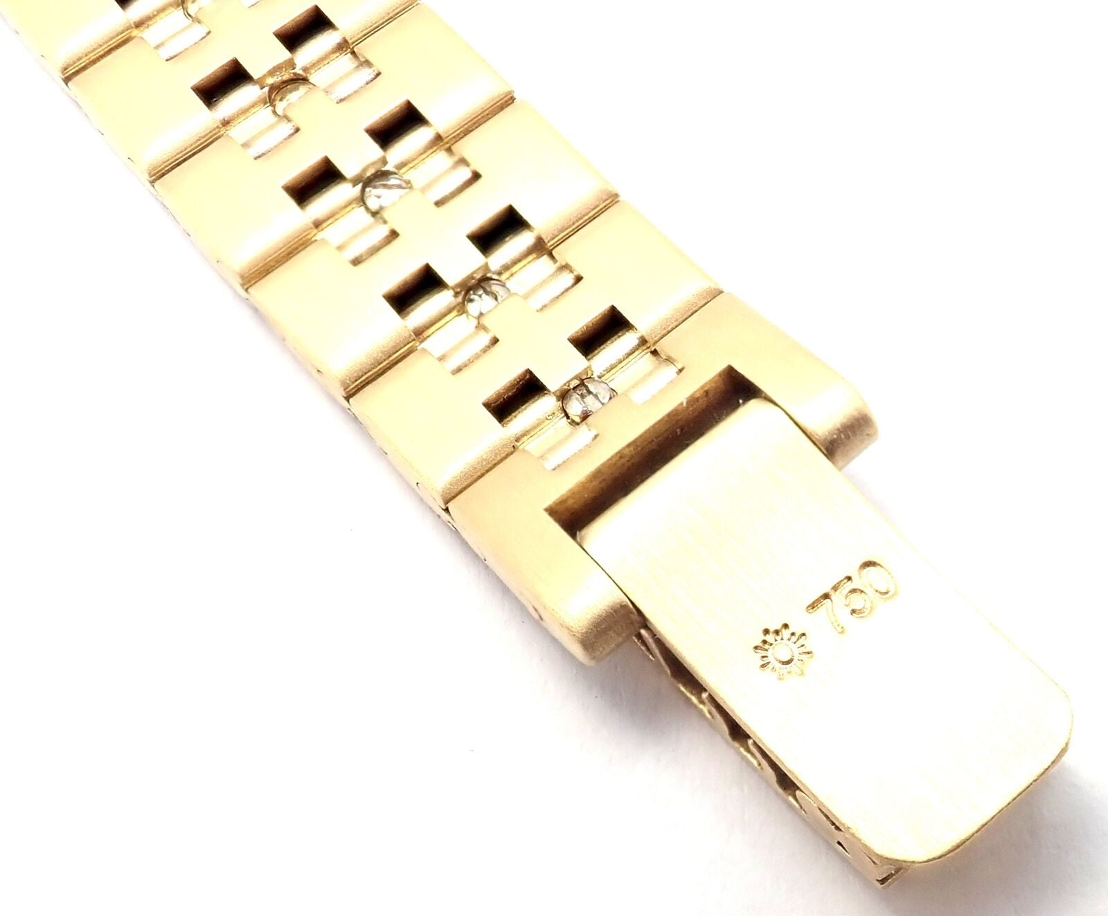 Authentic! Vintage Hermes Paris 18k Yellow Gold Diamond H Link Bracelet | Fortrove