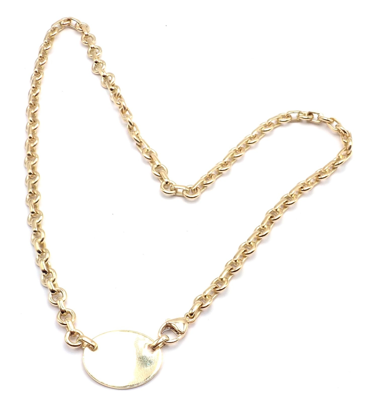 Authentic! Tiffany & Co Return To Tiffany 18k Yellow Gold Oval Tag Link Necklace | Fortrove
