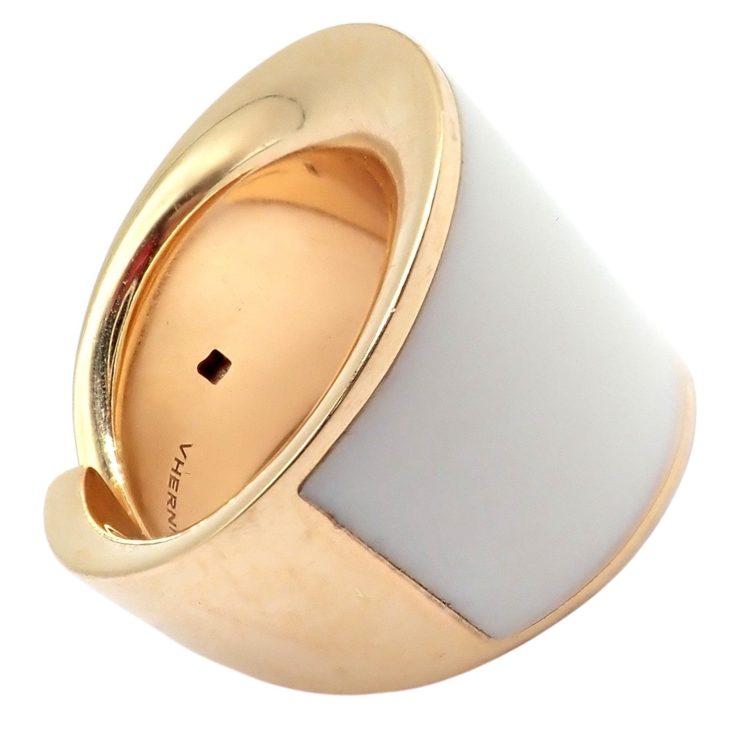 Rare! Vhernier 18k Rose Gold Vague Crossover Camuration Cacholong Ring sz 6 | Fortrove