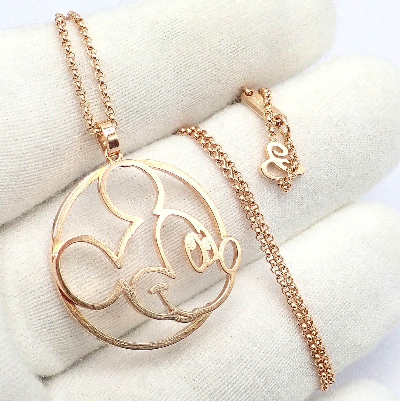 Rare! Chopard Disney World 18k Rose Gold Mickey Mouse Necklace | Fortrove