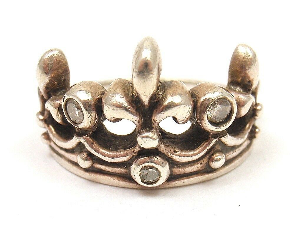 Rare! Authentic ROYAL ORDER Sterling Slver Diamond Crown Band Ring | Fortrove