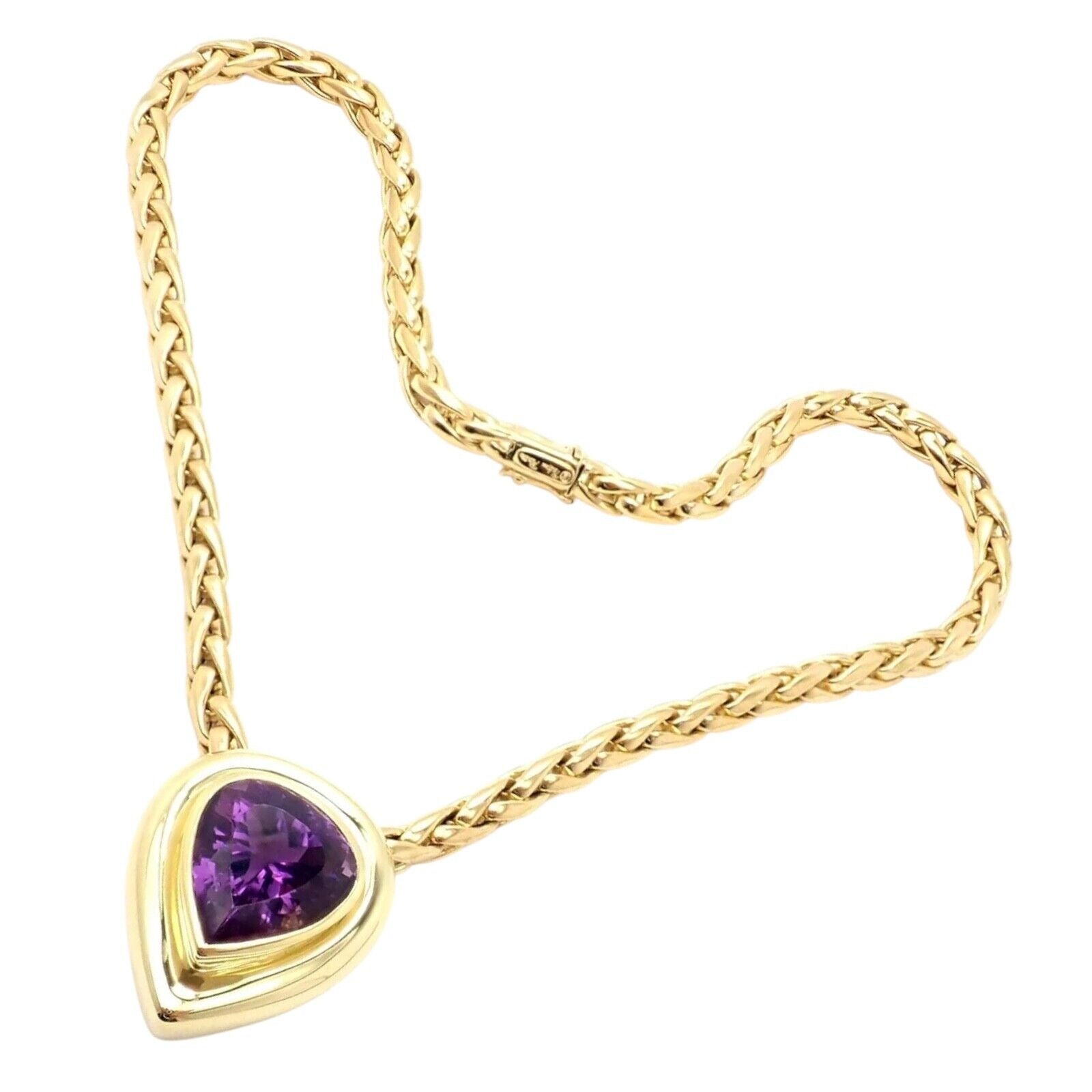 Authentic! Tiffany & Co Paloma Picasso 18k Gold Large Amethyst Pendant Necklace | Fortrove