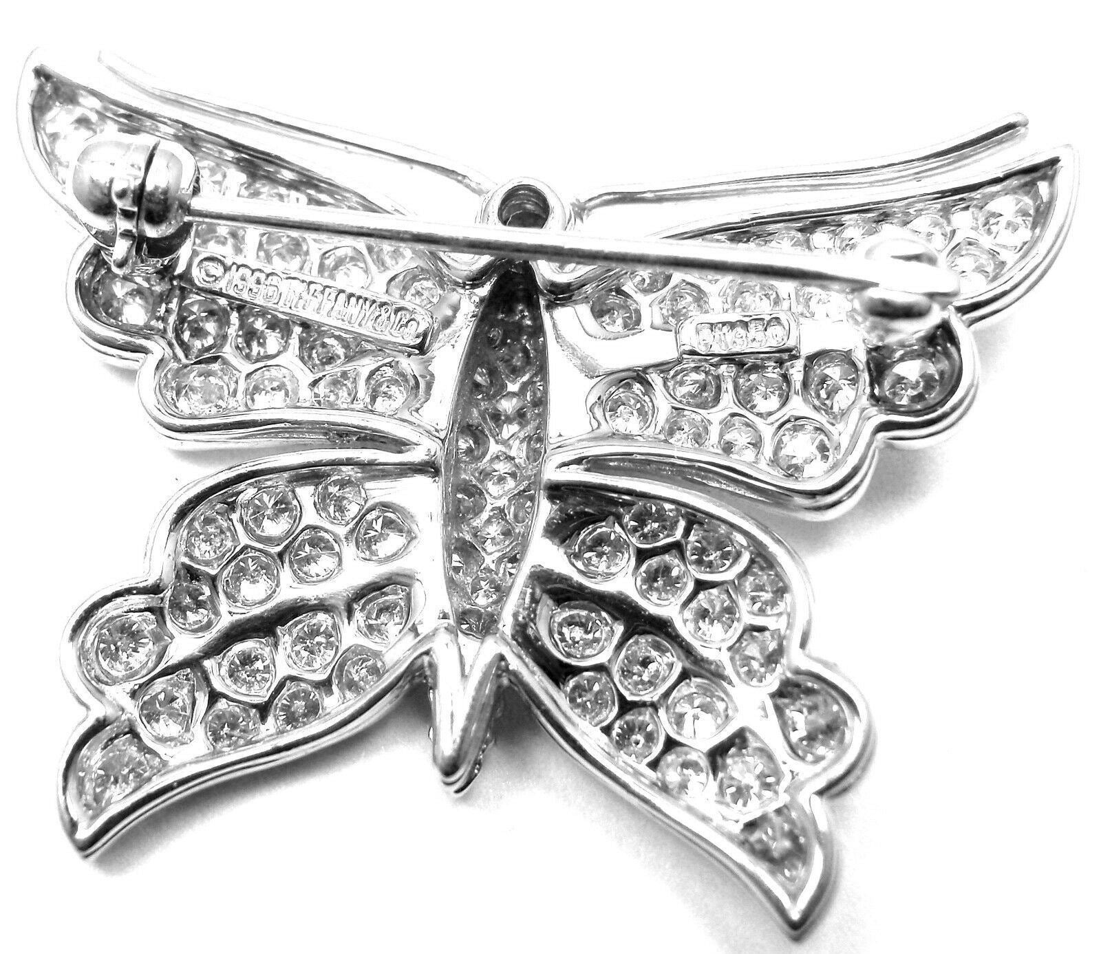 Rare! Authentic TIFFANY & CO Butterfly Platinum Diamond Pin Brooch | Fortrove