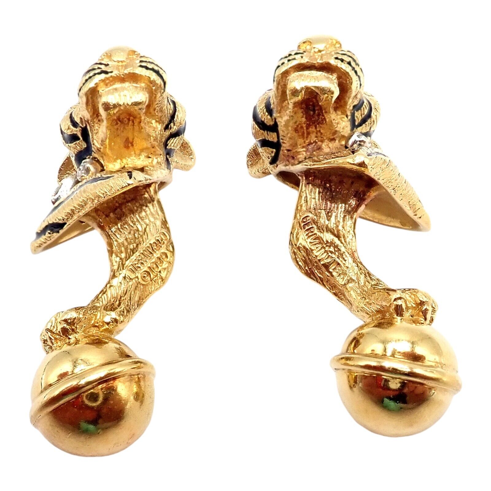 Tiffany & Co. Jewelry & Watches:Men's Jewelry:Cufflinks Rare! Tiffany & Co. 18k Yellow Gold Diamond Bengal Tiger Germany 1989 Cufflinks