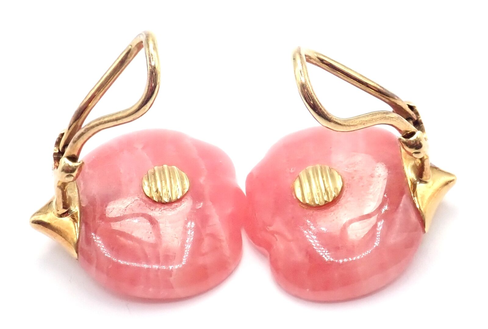 Authentic Tiffany & Co Angela Cummings 18k Yellow Gold Pink Agate Petal Earrings | Fortrove