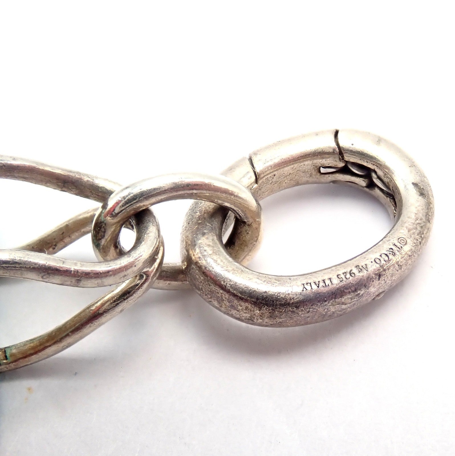 Tiffany & Co. Enamel Shopping Bag Silver Charm Pendant + Oval Jump Ring Clasp | Fortrove