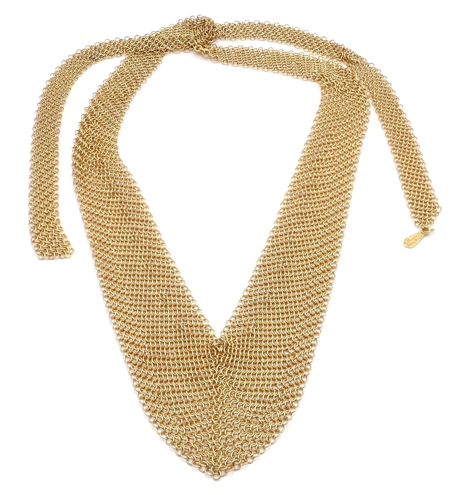 Vintage! Authentic Tiffany & Co Peretti 20k Yellow Gold Mesh Bib Scarf Necklace | Fortrove
