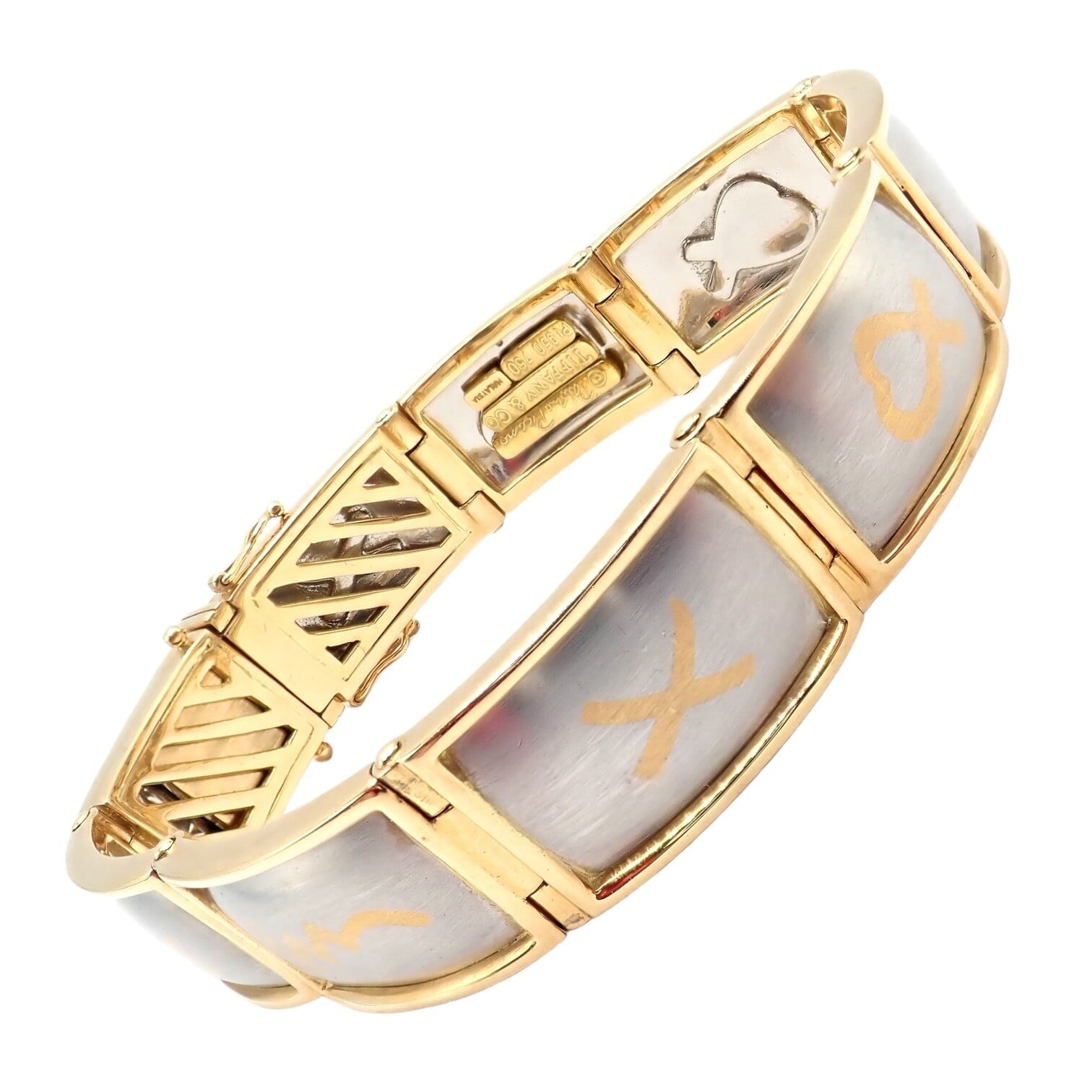 Tiffany & Co. Jewelry & Watches:Fine Jewelry:Bracelets & Charms Vintage! Tiffany & Co Picasso 18k Yellow Gold Platinum Signature Panel Bracelet