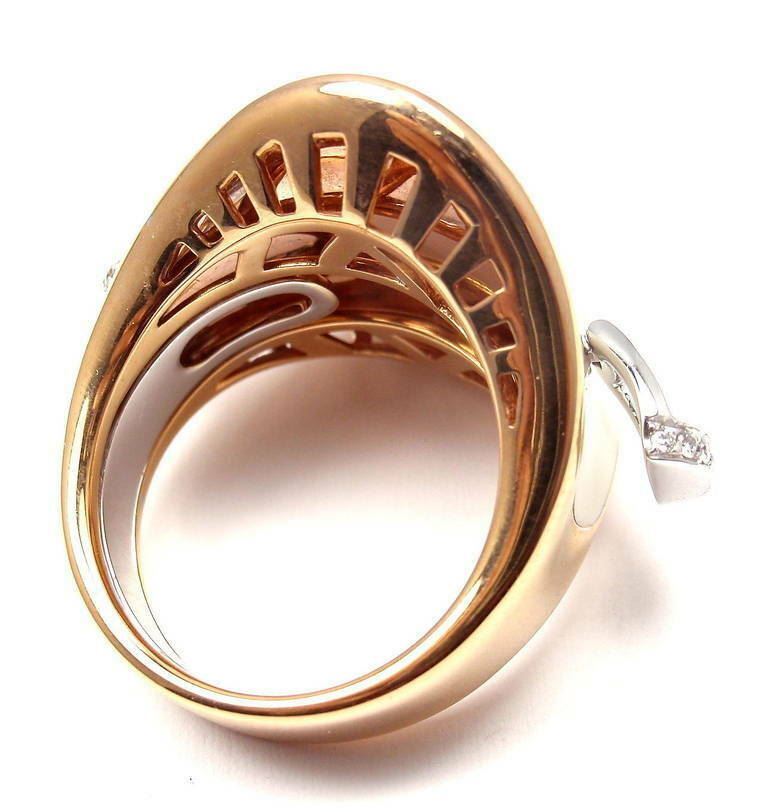 Authentic! Roberto Coin Saddle Stirrup 18k Rose Gold Diamond Enamel Ring | Fortrove