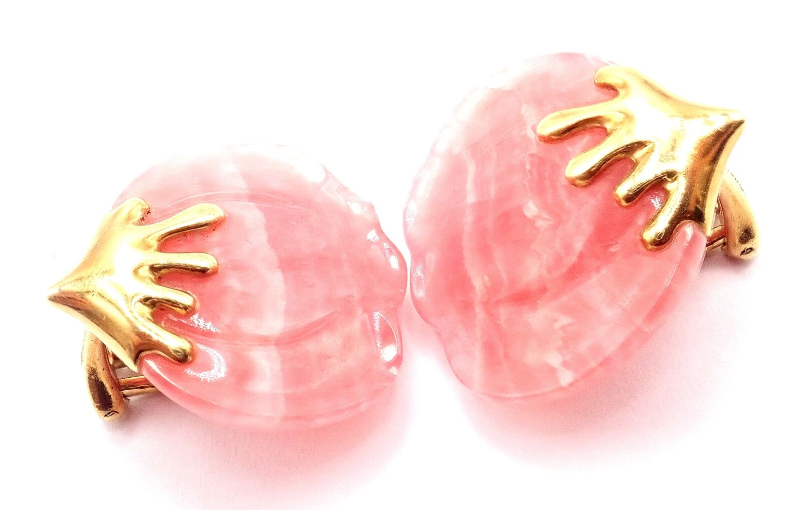 Angela Cummings for Tiffany & Co. Jewelry & Watches:Fine Jewelry:Earrings Authentic Tiffany & Co Angela Cummings 18k Yellow Gold Pink Agate Petal Earrings