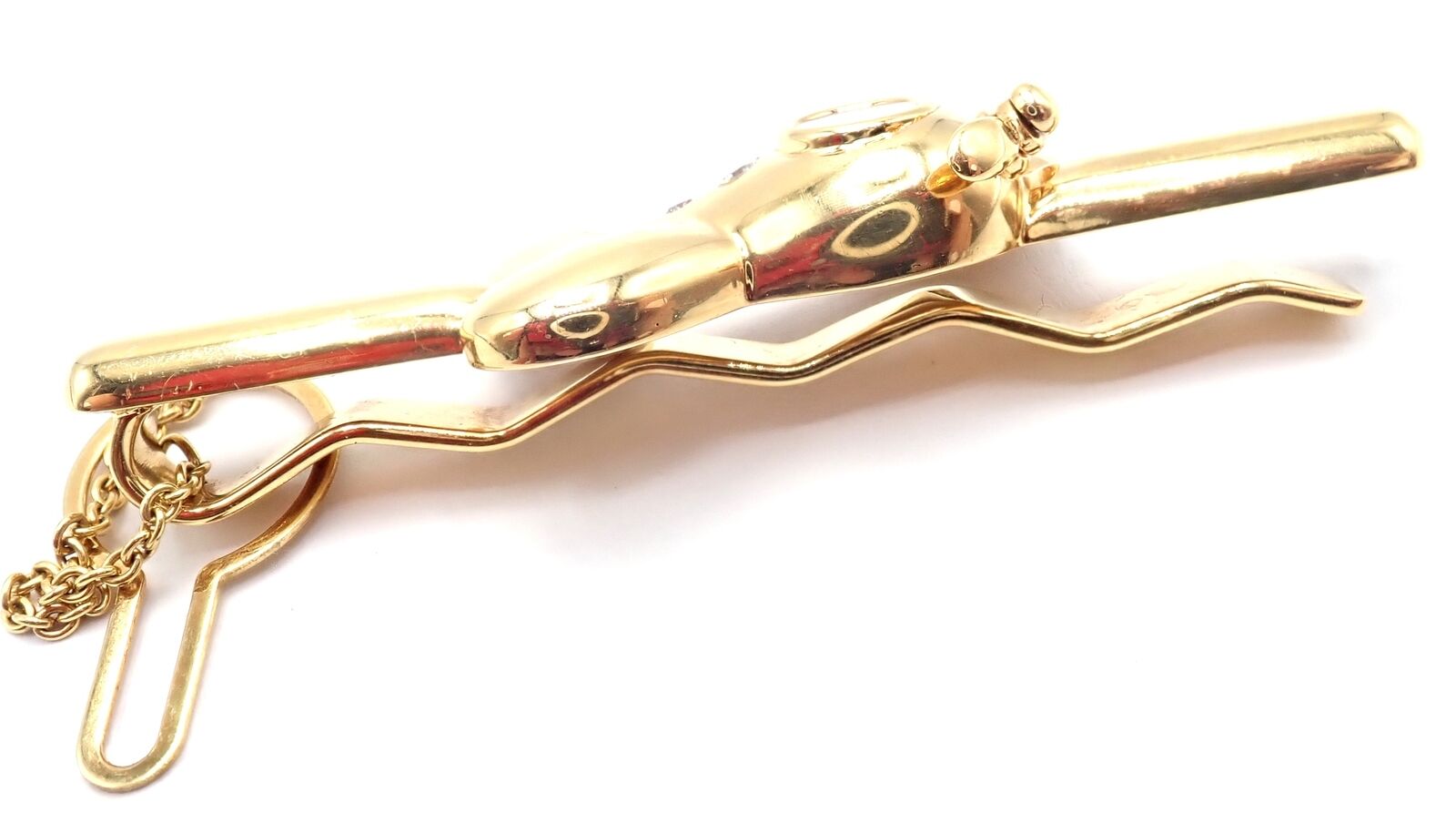 Authentic! Vintage Chopard 18k Yellow Gold Happy Diamond Airplane Tie Clip Clasp | Fortrove