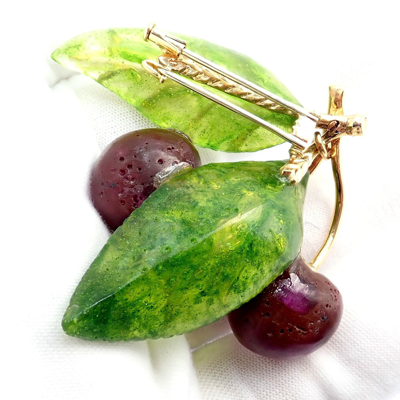 Tiffany & Co. Jewelry & Watches:Fine Jewelry:Brooches & Pins Vintage Tiffany & Co. France 18k Yellow Gold Diamond Plique A Jour Glass Brooch