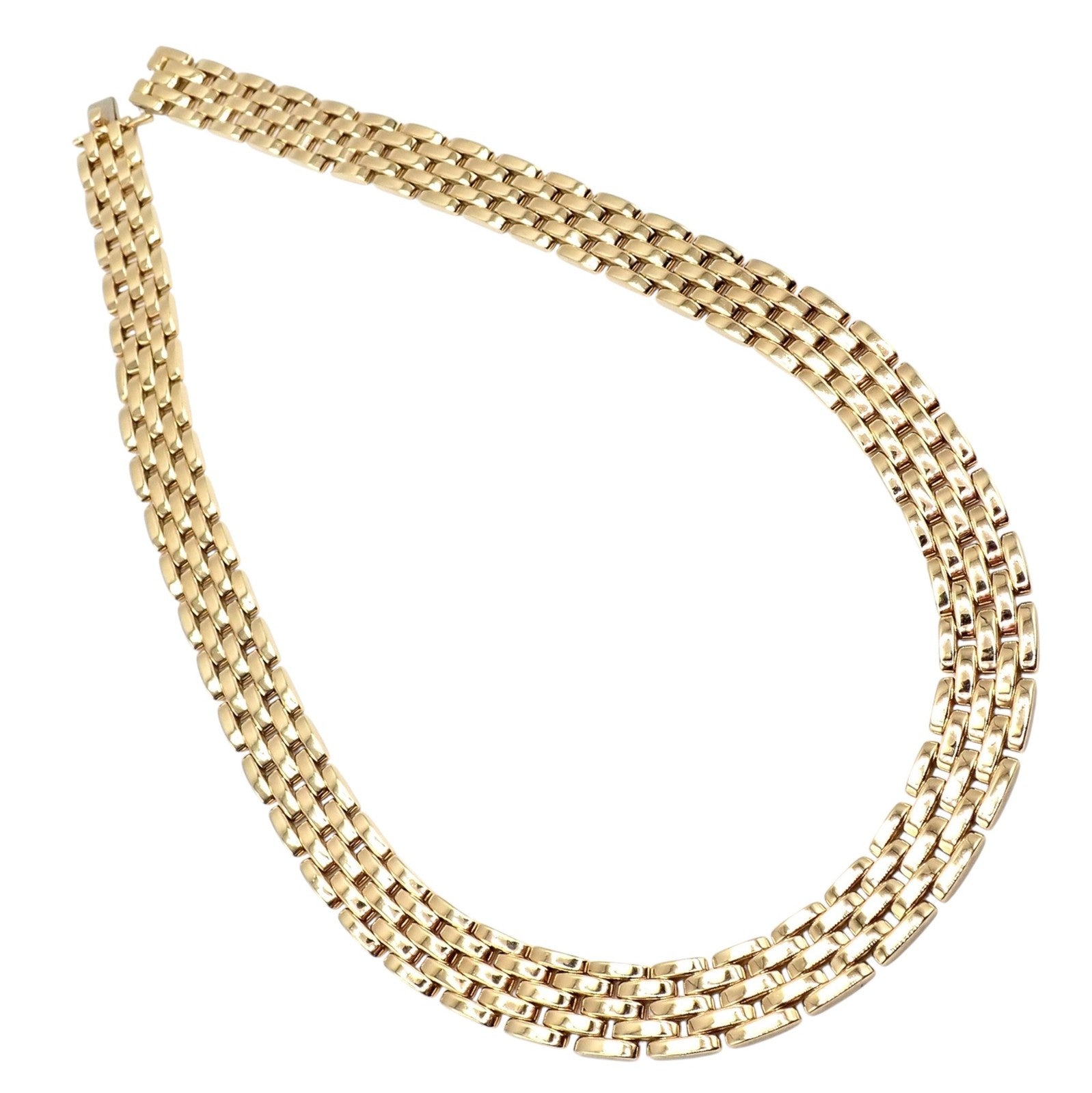 Cartier 5 Row Maillon Panther Panthere 18k Yellow Gold 20" Long Necklace Paper | Fortrove