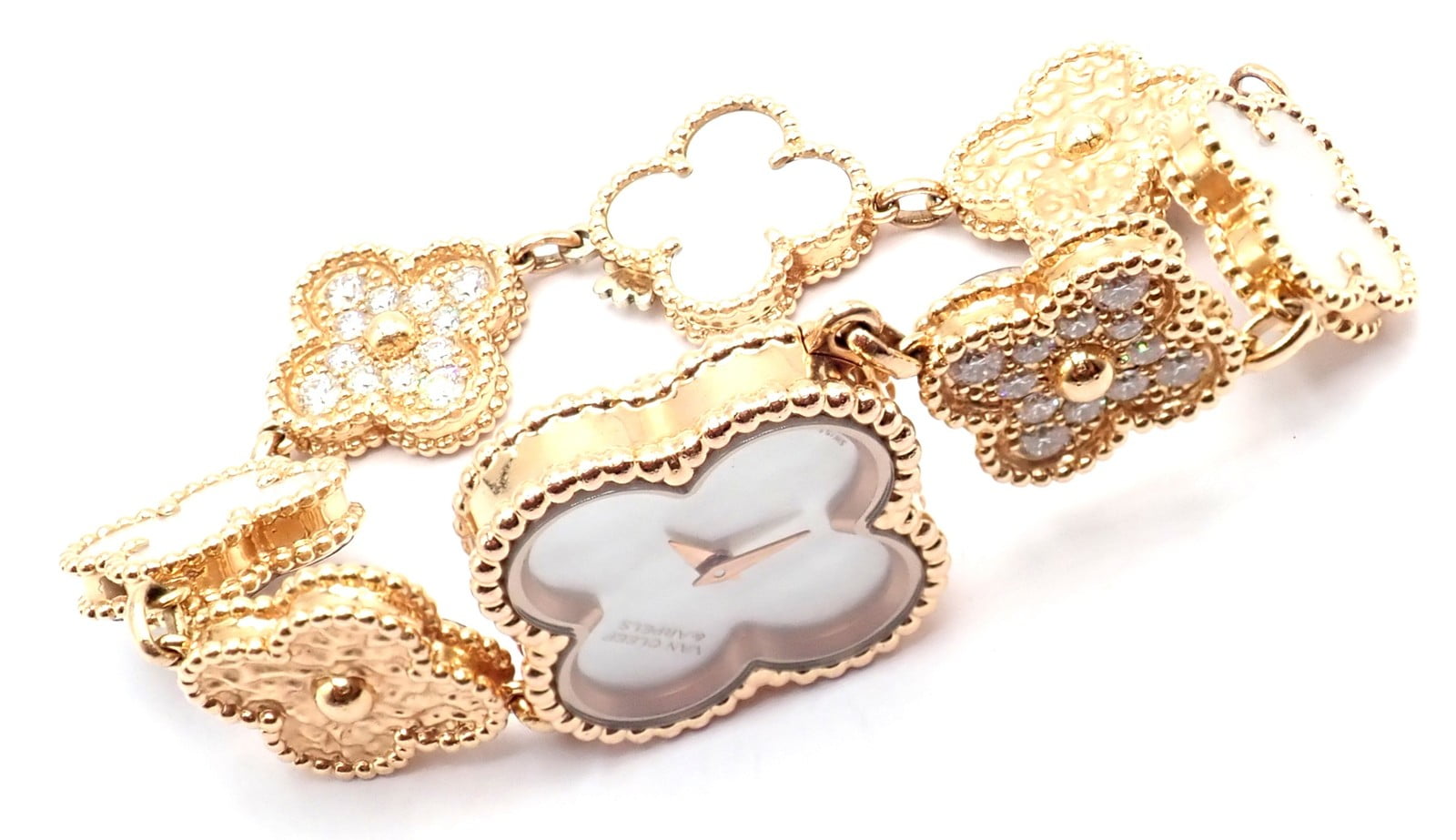Van Cleef & Arpels Jewelry & Watches:Watches, Parts & Accessories:Watches:Wristwatches Authentic! Van Cleef & Arpels Vintage Diamond MOP Sweet Alhambra 18k Gold Watch