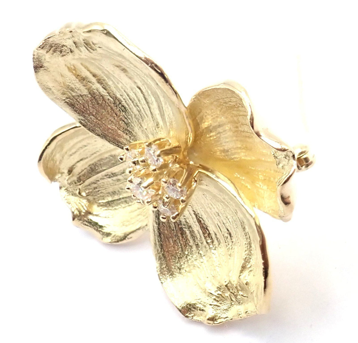 Tiffany & Co. Jewelry & Watches:Fine Jewelry:Brooches & Pins Authentic! Tiffany & Co Dogwood 18k Yellow Gold Diamond Pin Brooch Pendant