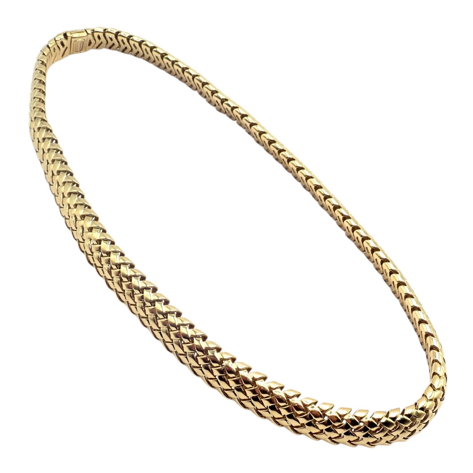 Authentic! Tiffany & Co Vannerie 18k Yellow Gold Basket Weave Necklace | Fortrove