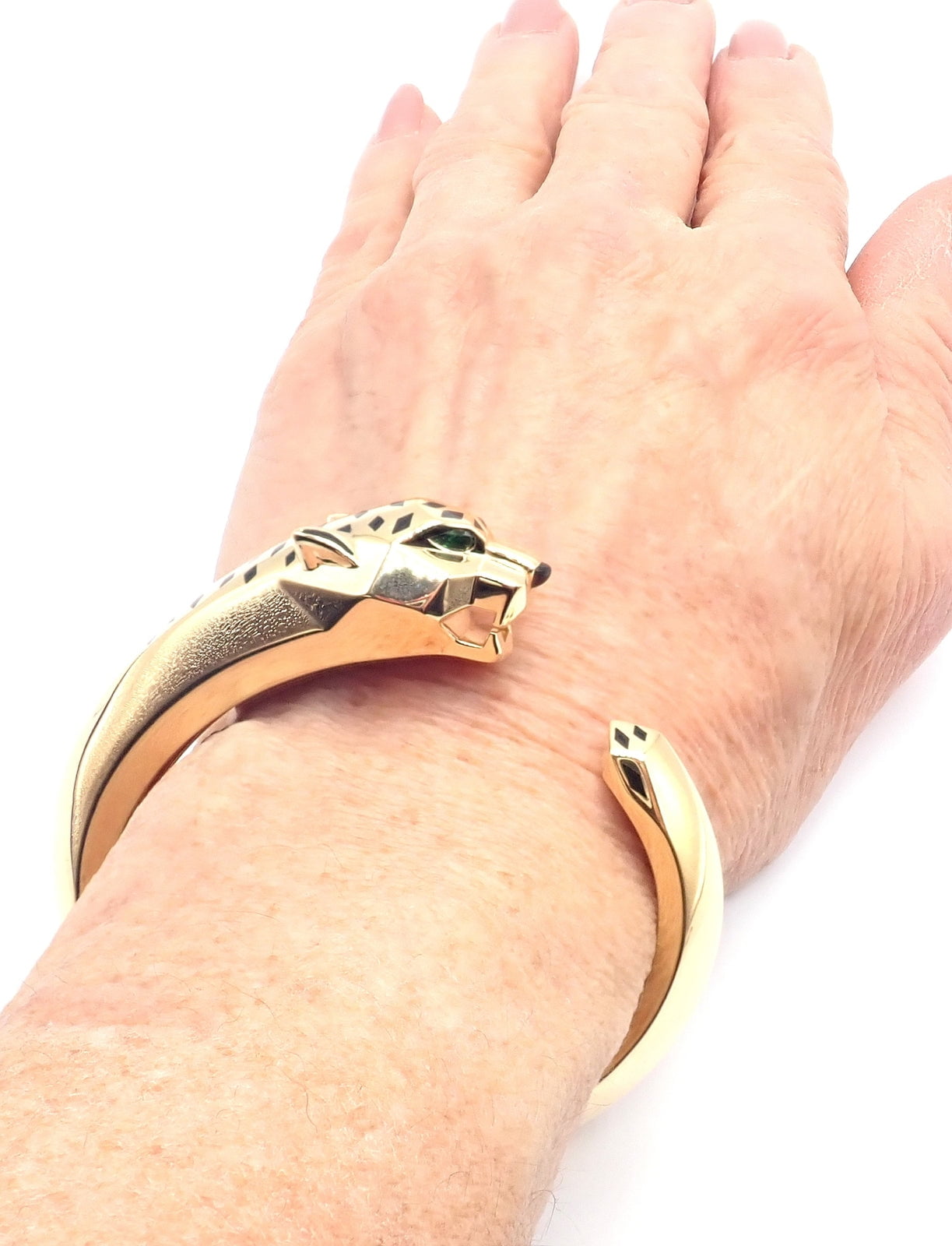 Authentic! Cartier Panther Panthere 18k Yellow Gold Bangle